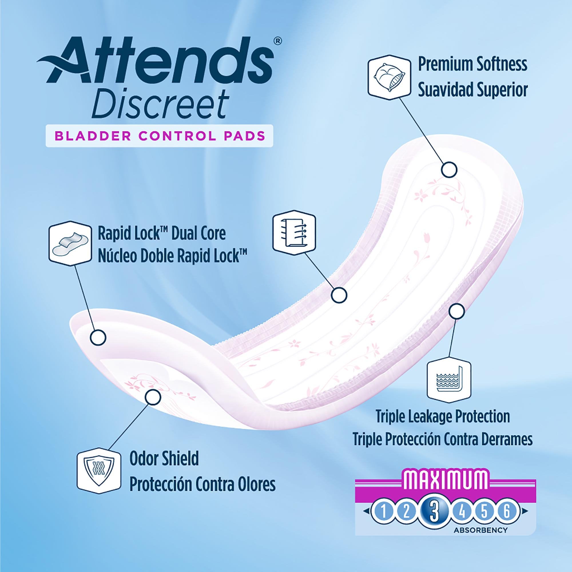 Attends® Discreet Women's Maximum Bladder Control Pad, 13-Inch Length (20 Units)