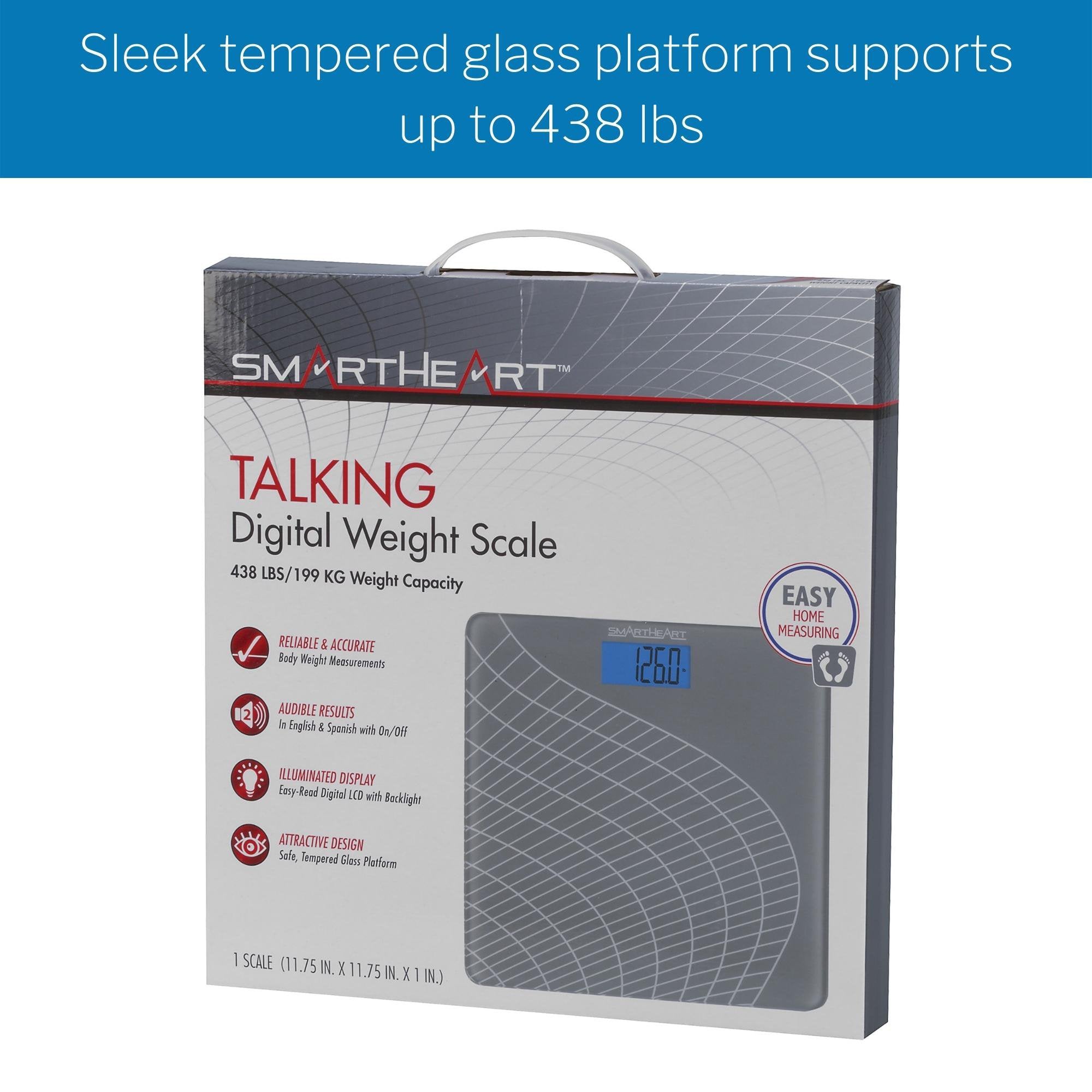 SmartHeart Talking Scale, Digital Bathroom Scale, 438 lbs Capacity (4 Units)