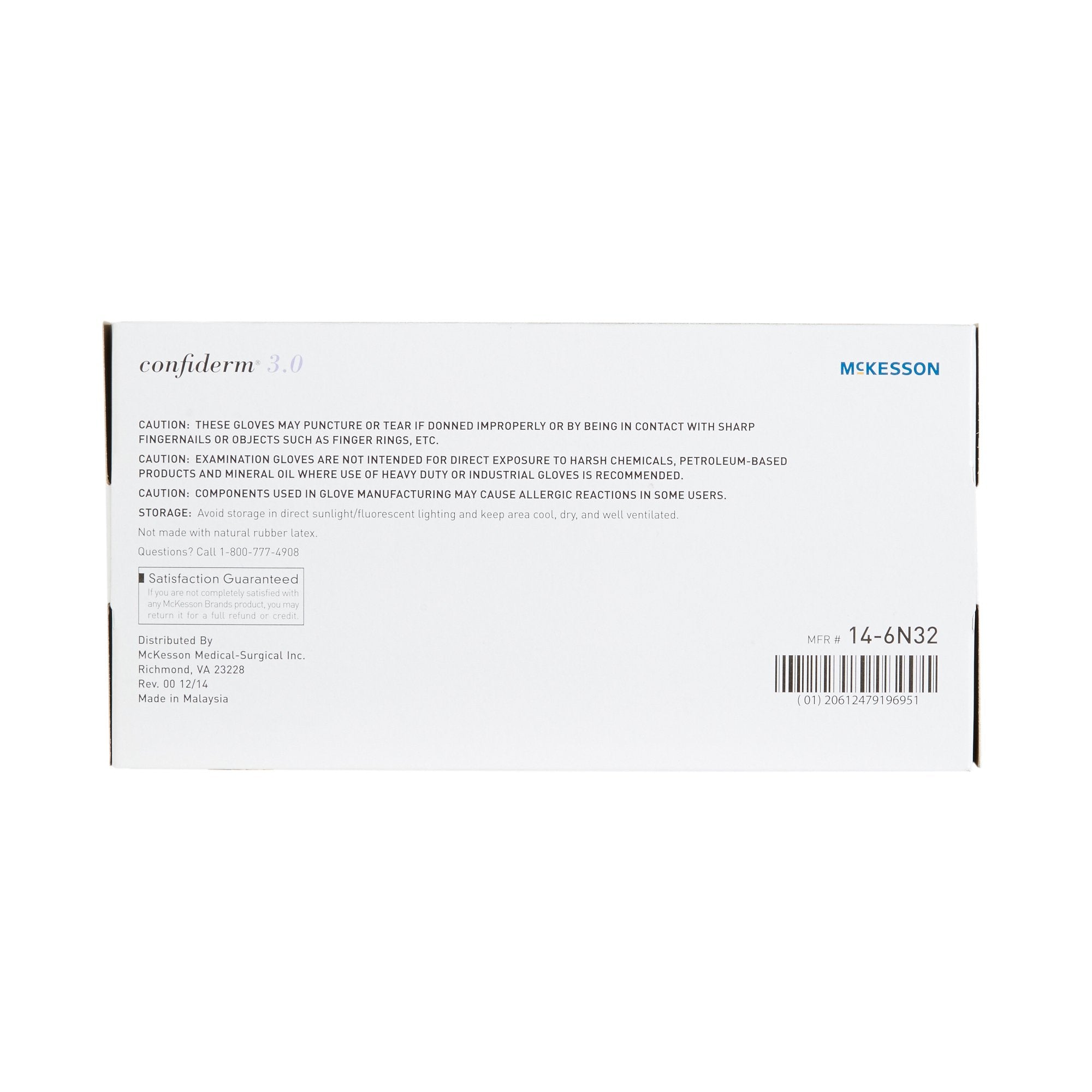 McKesson Confiderm 3.0 Nitrile Exam Gloves, Small, Textured Blue - 1 Unit