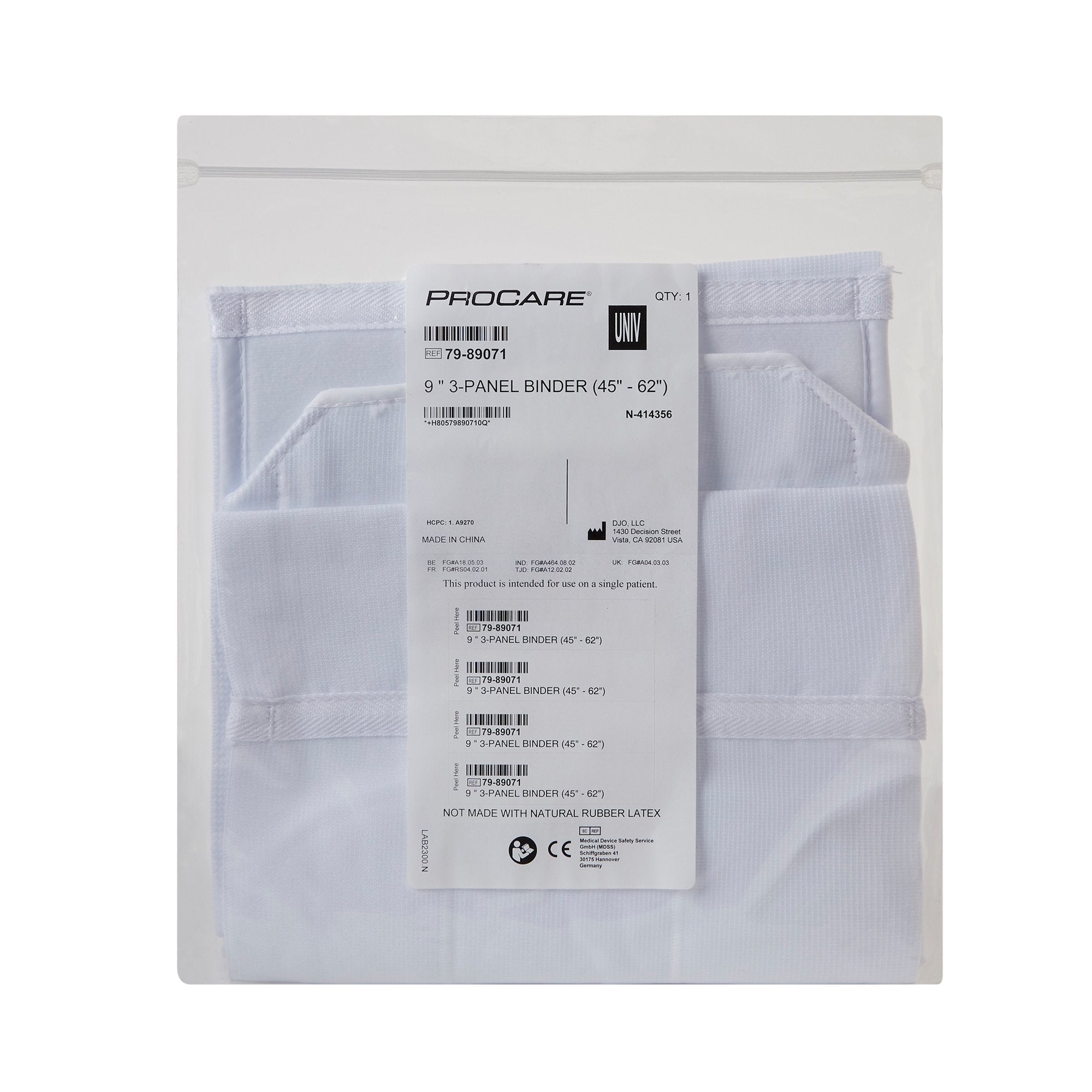 ProCare® 3-Panel Abdominal Support, One Size Fits 45 - 62 Inch Waists, 9-Inch Height (1 Unit)