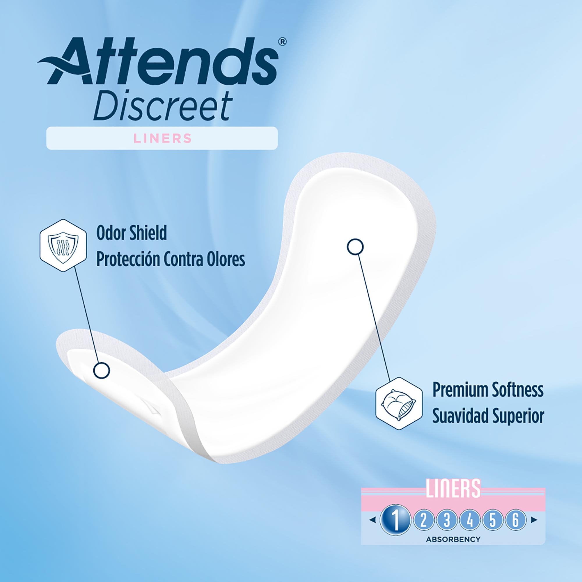 Attends® Discreet Liners Bladder Control Pad, 6-Inch Length (28 Units)