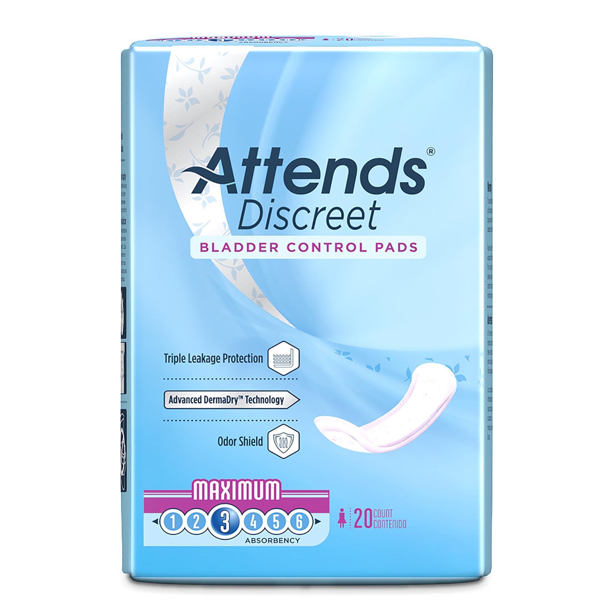 Attends® Discreet Women's Maximum Bladder Control Pad, 13-Inch Length (20 Units)