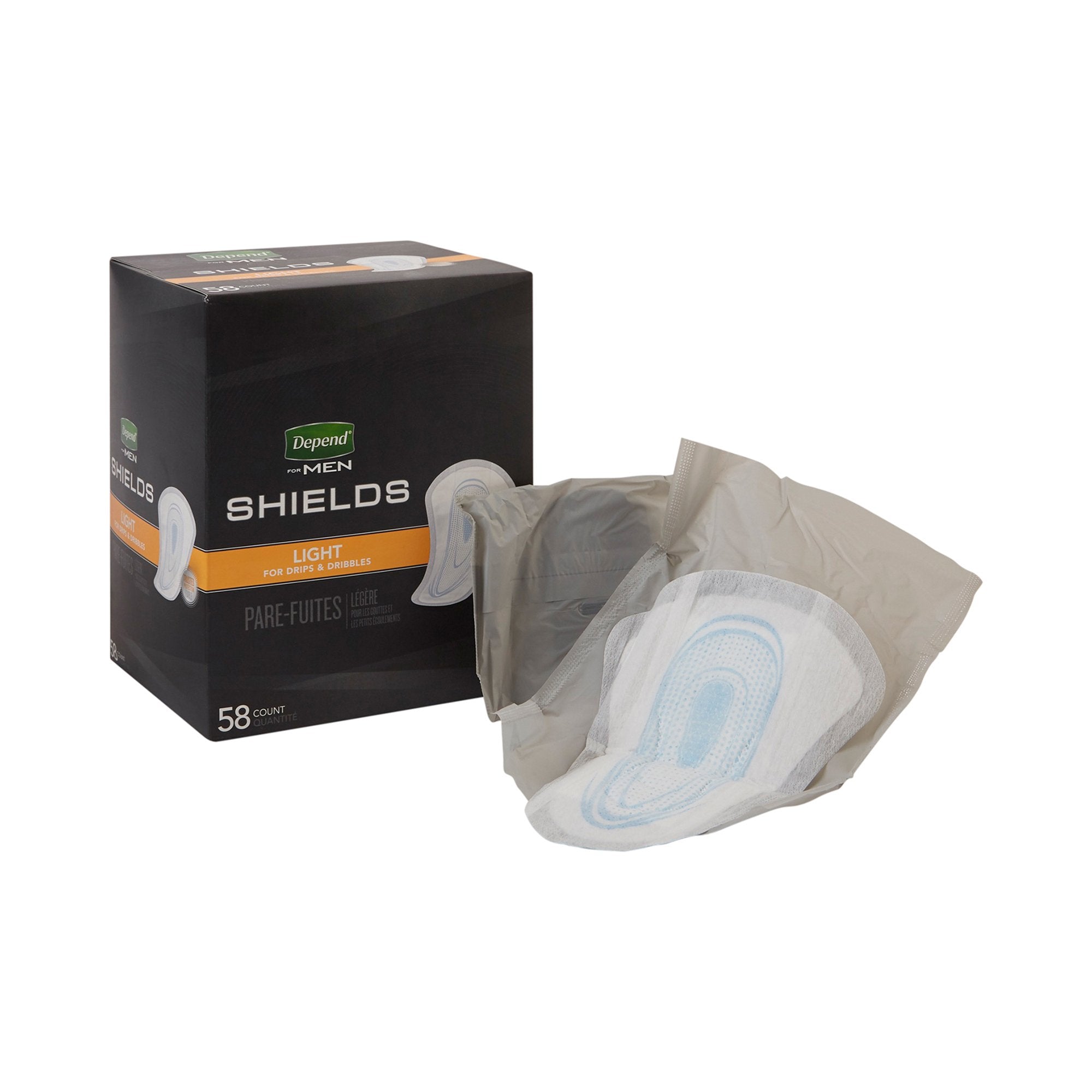 Depend® Shields for Men Light Bladder Control Pad, (58 Units)