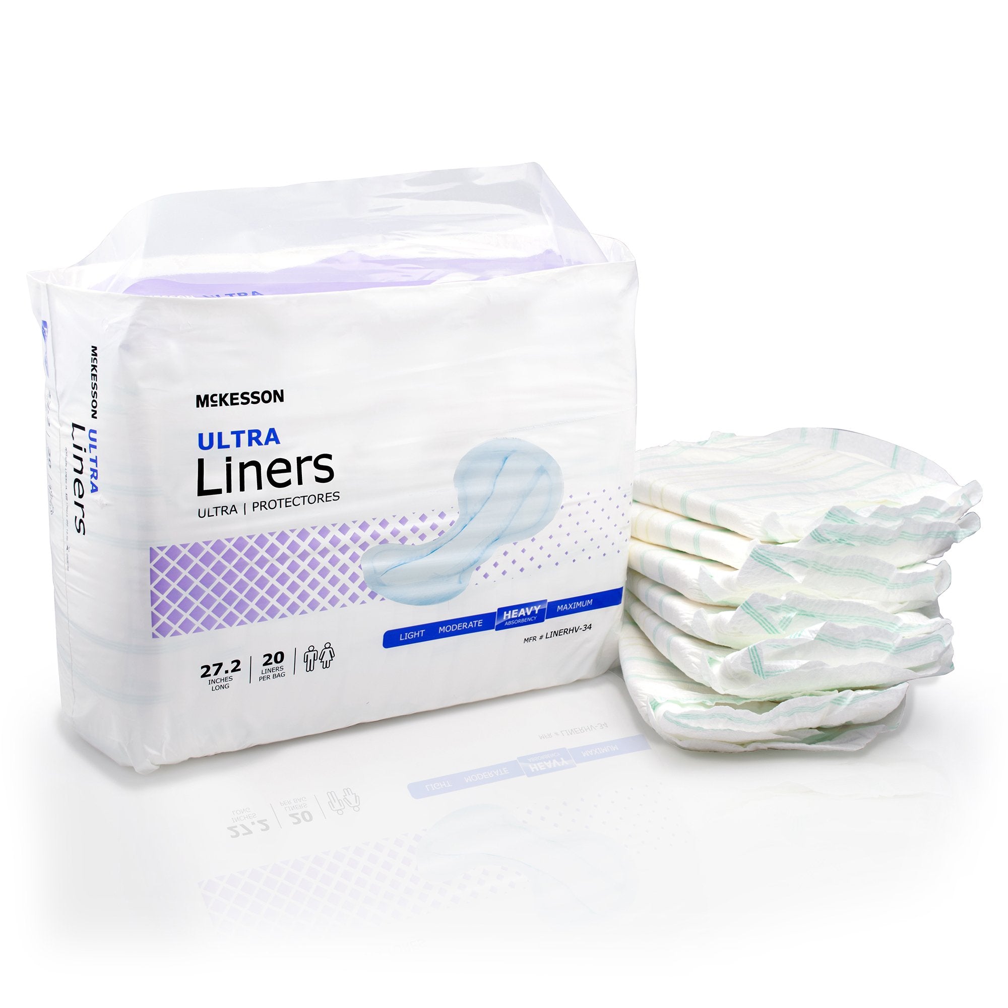 McKesson Ultra Incontinence Liners - 27" Heavy Absorbency, 20-Pack