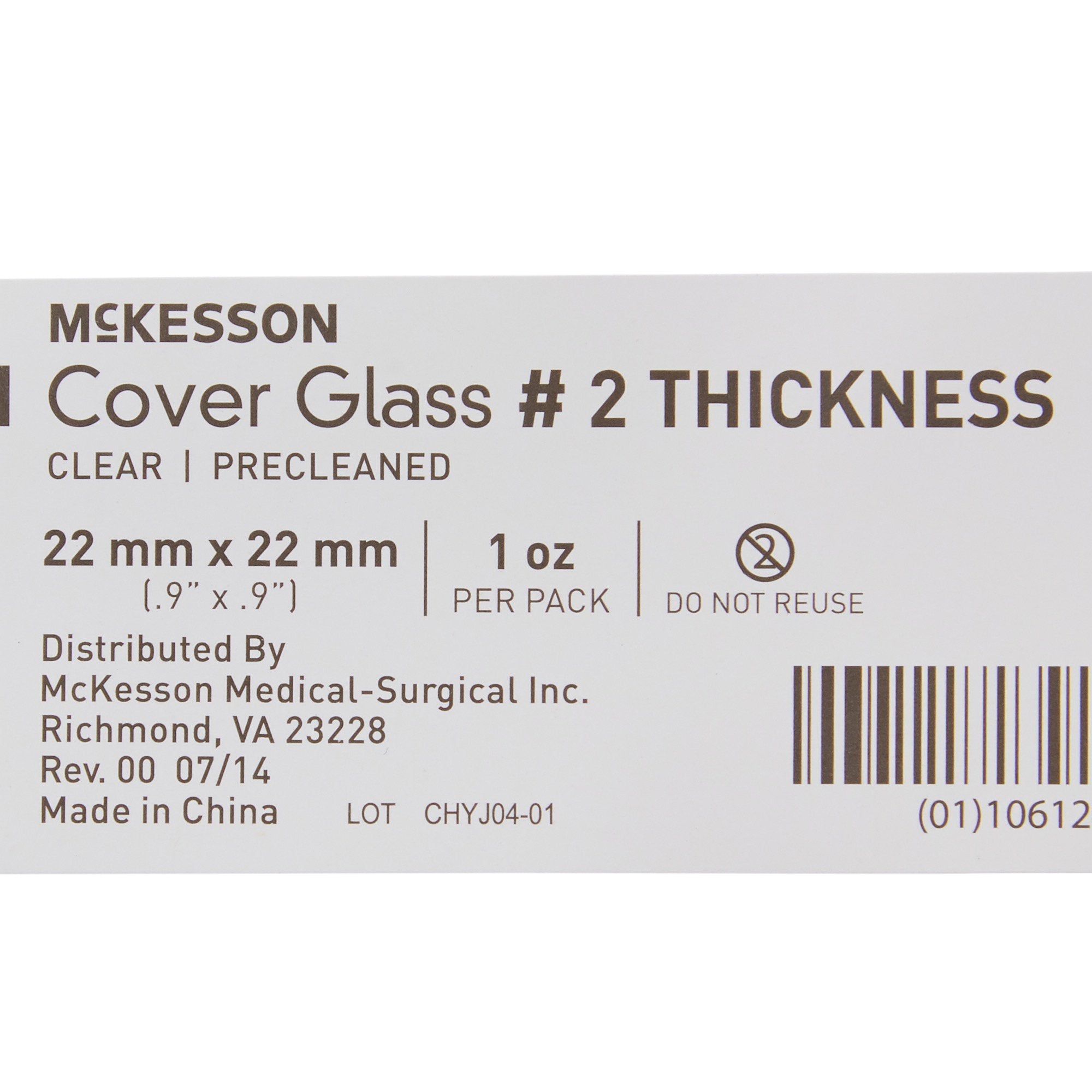 McKesson No. 2 Thickness Cover Glass, 22 x 22 mm (10 Units)
