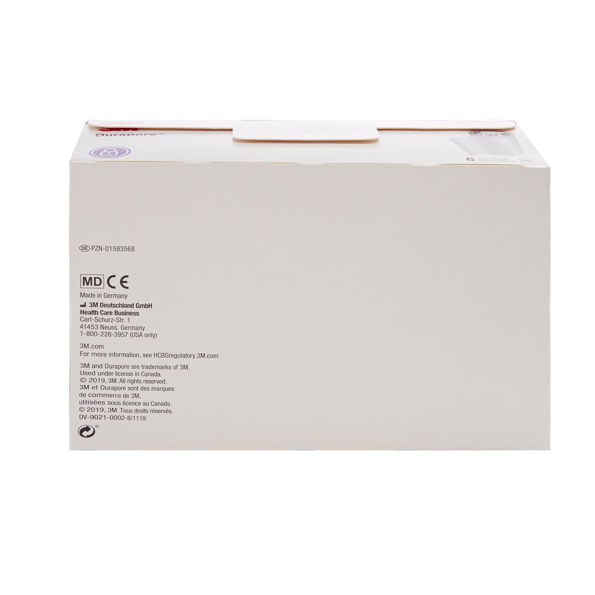 3M™ Durapore™ Medical Tape - 2" x 10 Yd, Silk-Like Cloth, White, 6-Pack