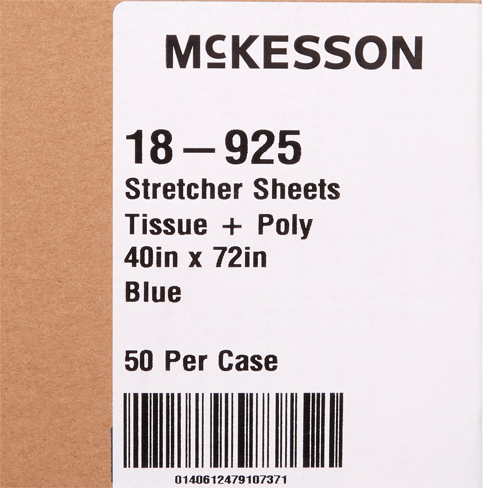 McKesson Blue Flat Stretcher Sheet, 40 x 72 Inch (50 Units)