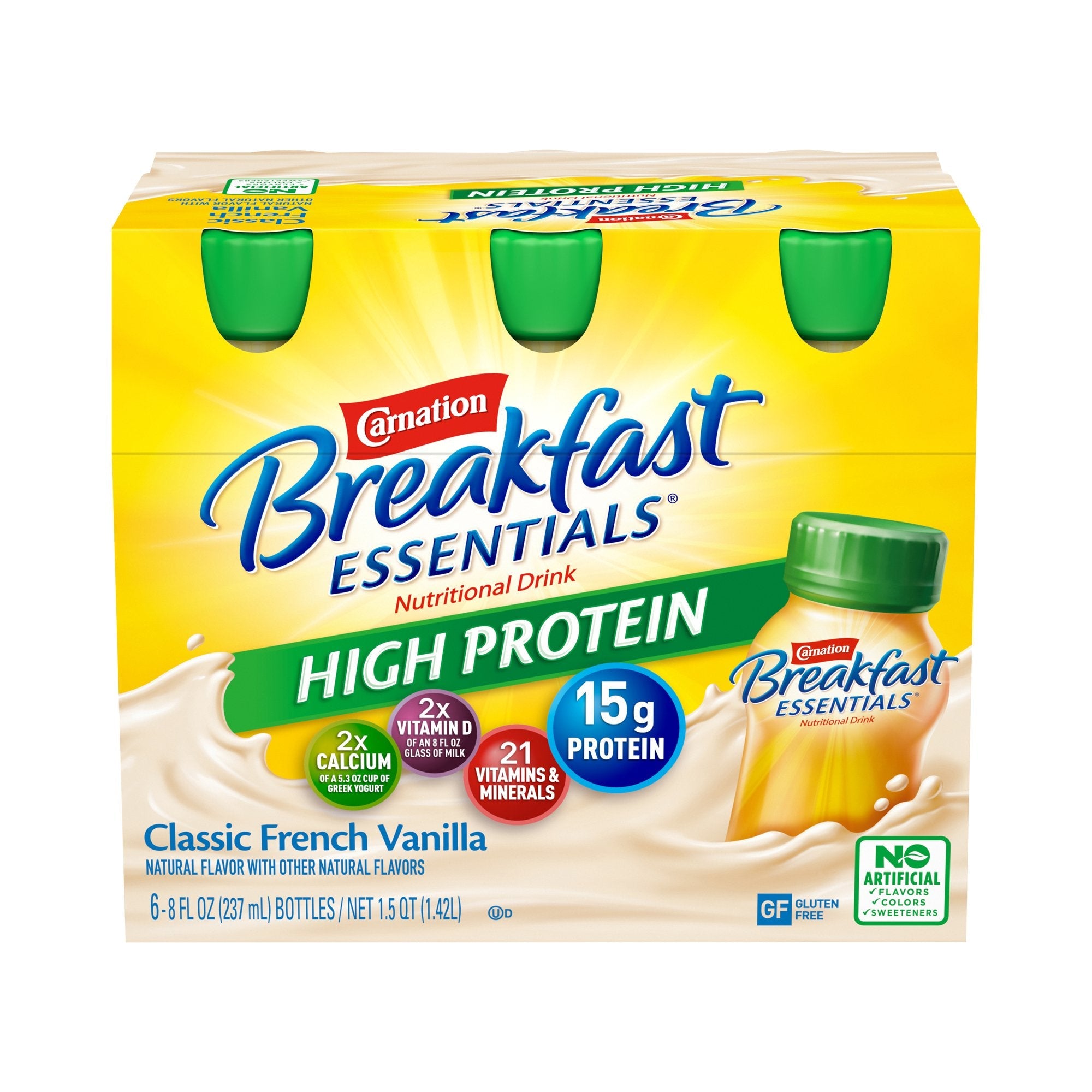 Carnation Breakfast Essentials® High Protein Vanilla Nutritional Drink, 8-ounce bottle (6 Units)