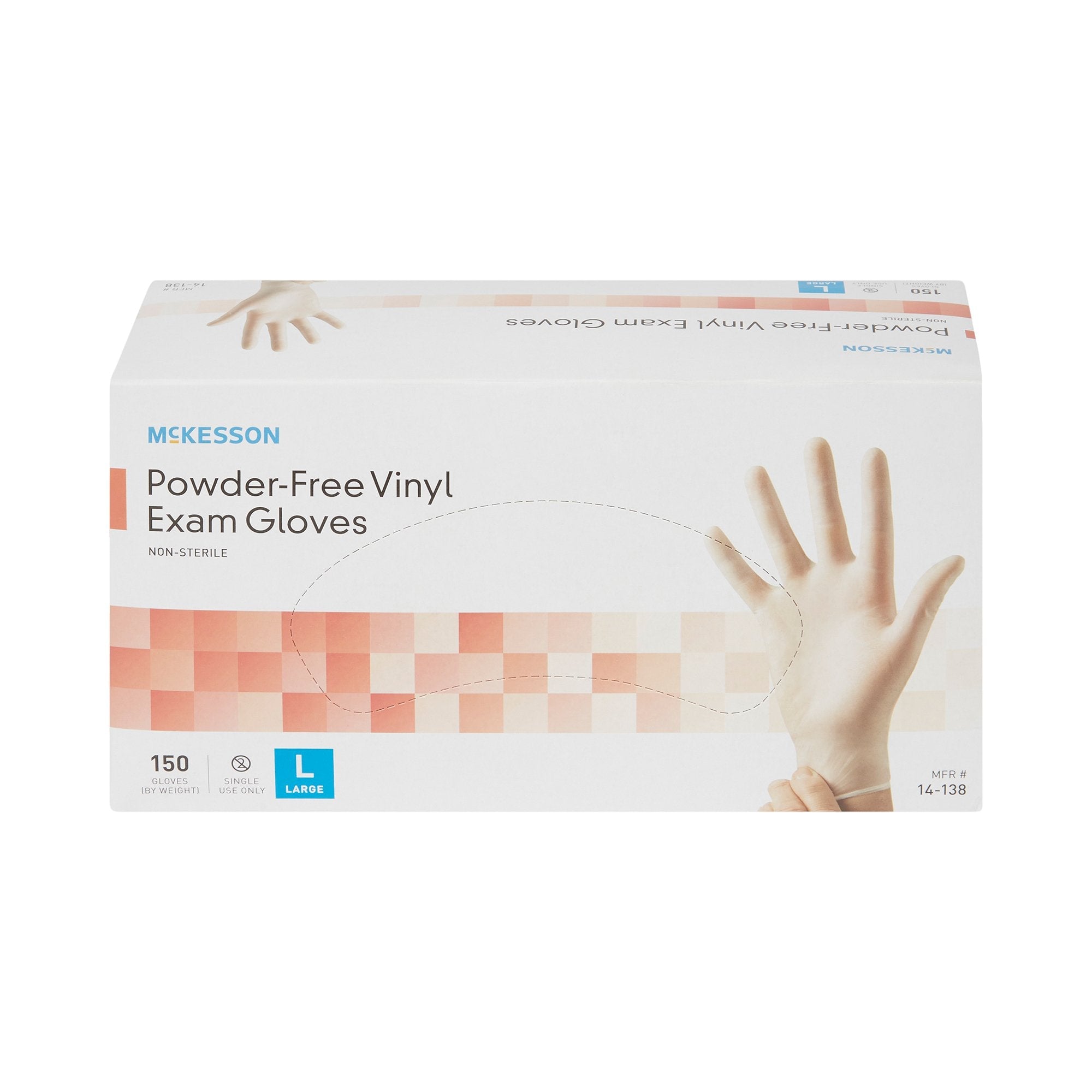 McKesson Large Vinyl Exam Gloves - Clear, Powder-Free (150 Pack)