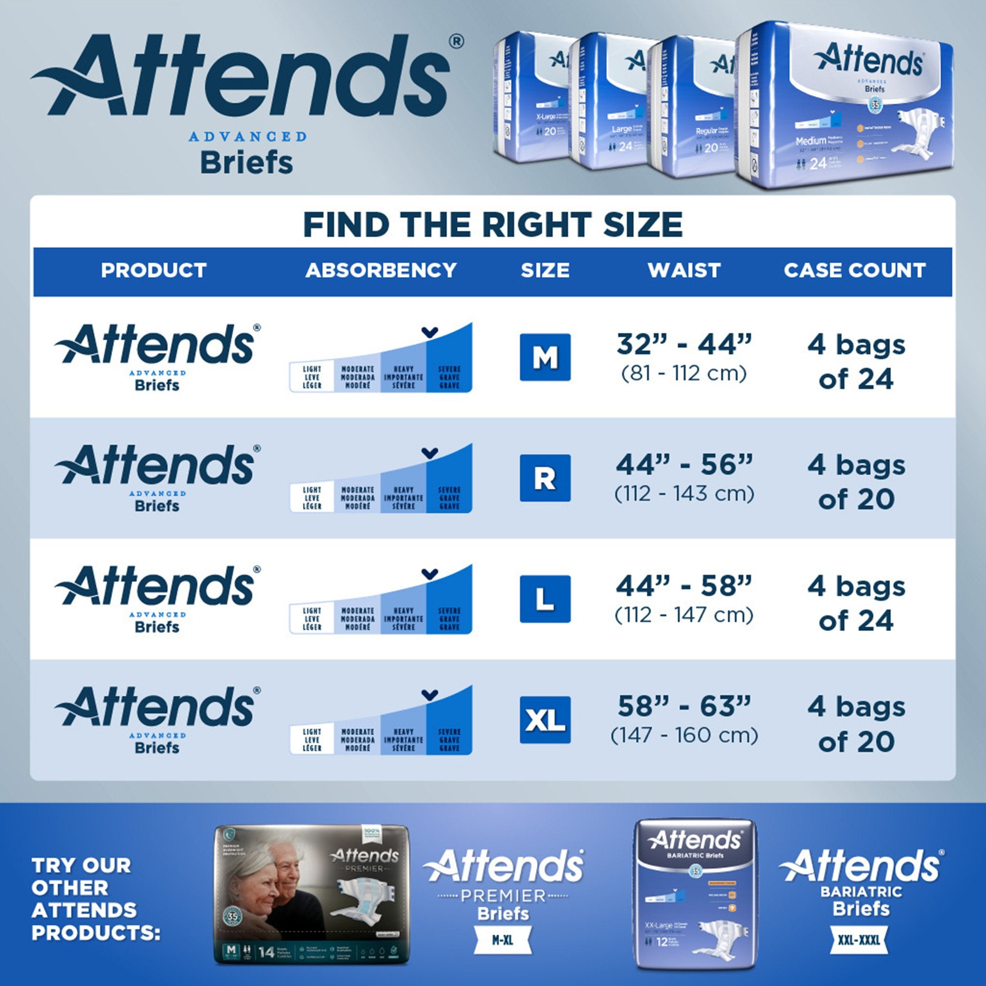 Attends® Advanced Briefs, Large - Unisex Incontinence Aid (24 Pack)