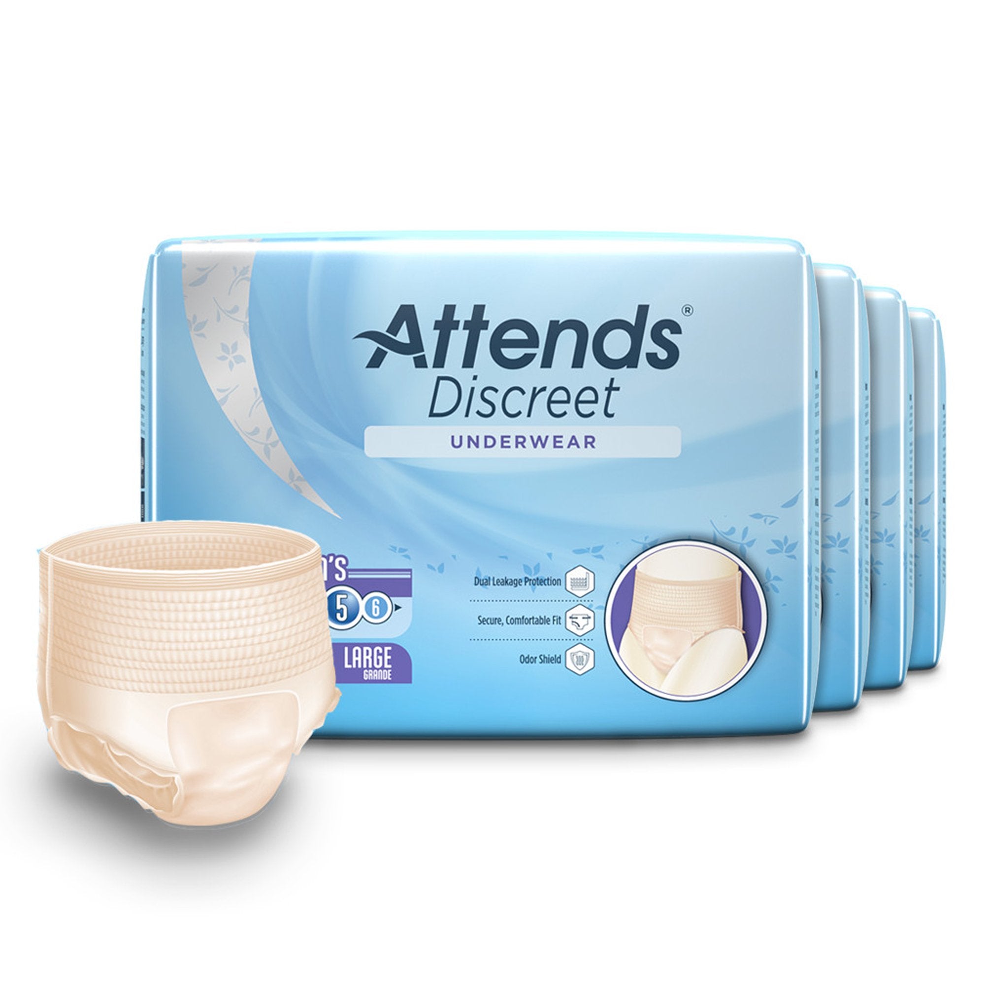 Attends® Discreet Women's Underwear, Level 5, Large (18 Units)