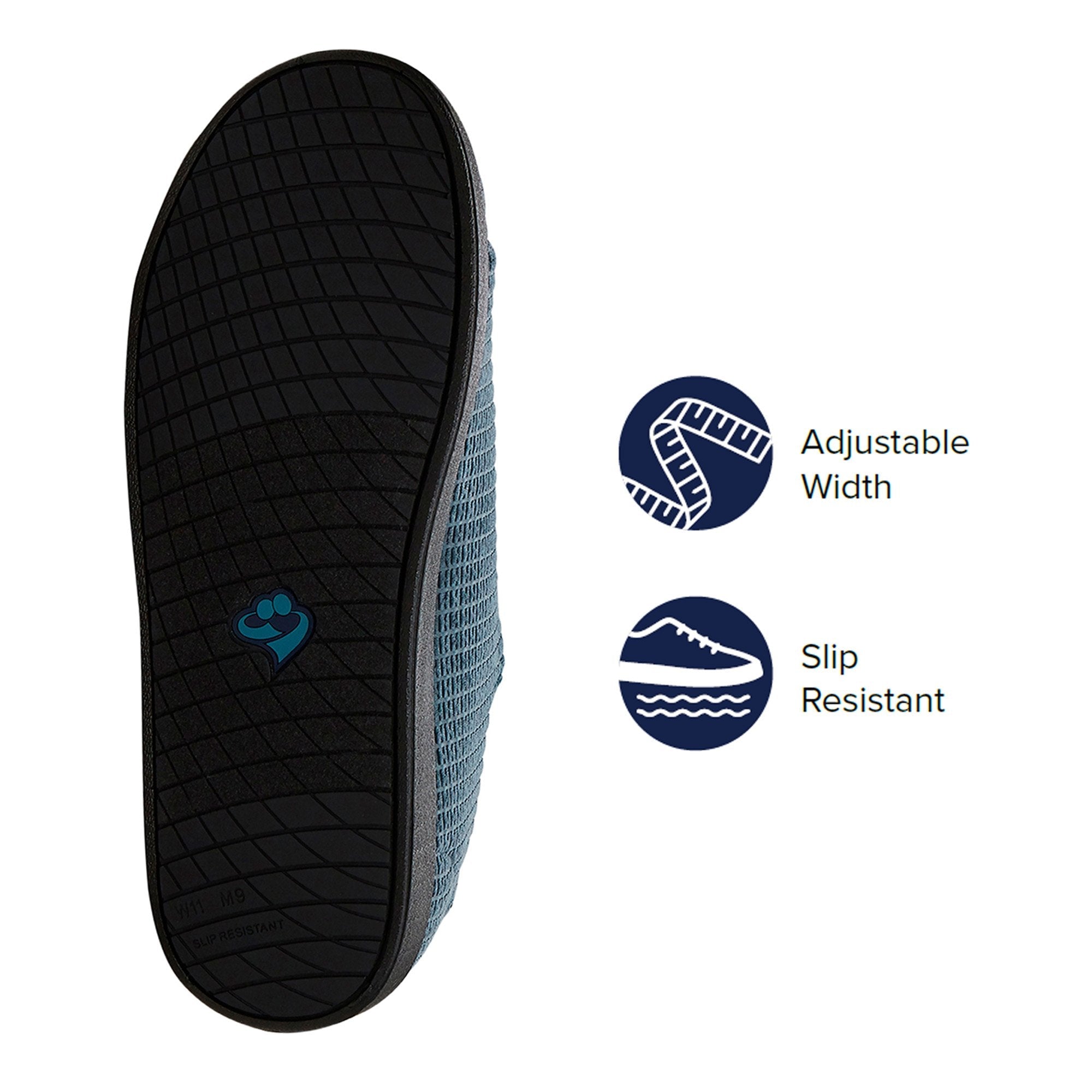 Silverts® Men's Double Extra Wide Slip Resistant Slippers, Steel, Size 8 (1 Unit)