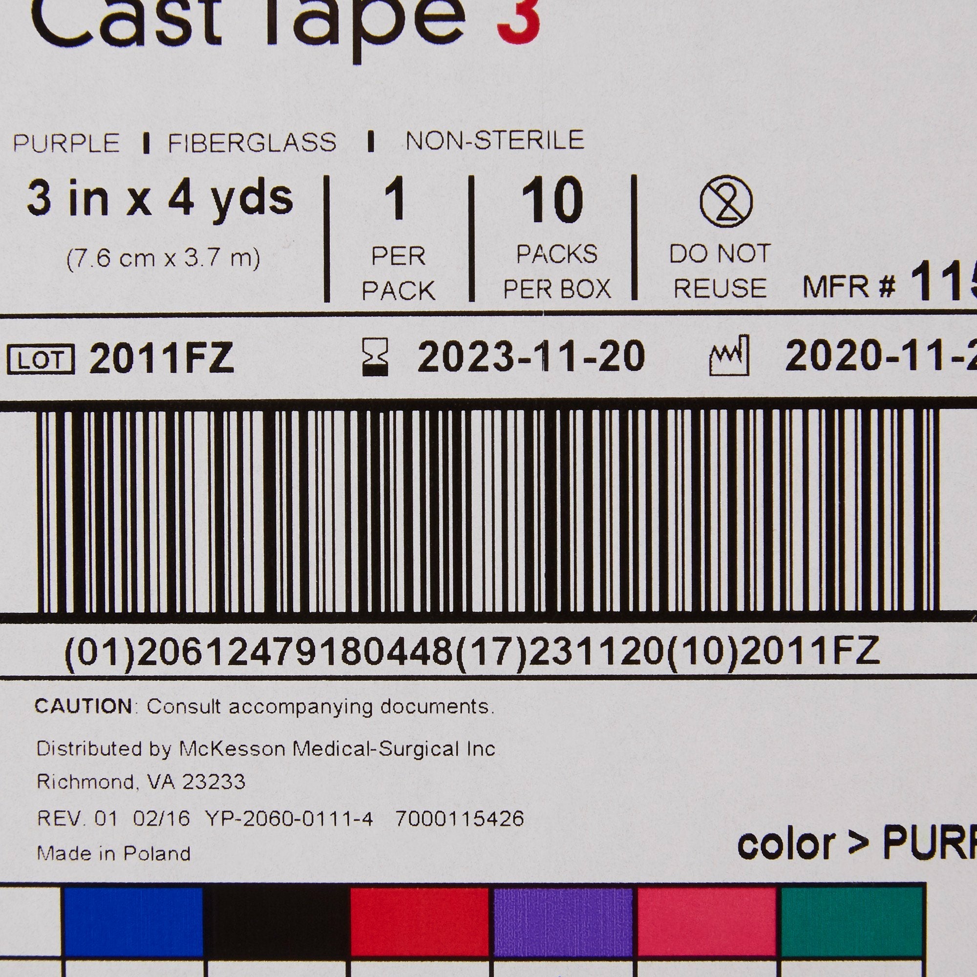 McKesson Purple Cast Tape, 3 Inch x 4 Yard (10 Units)
