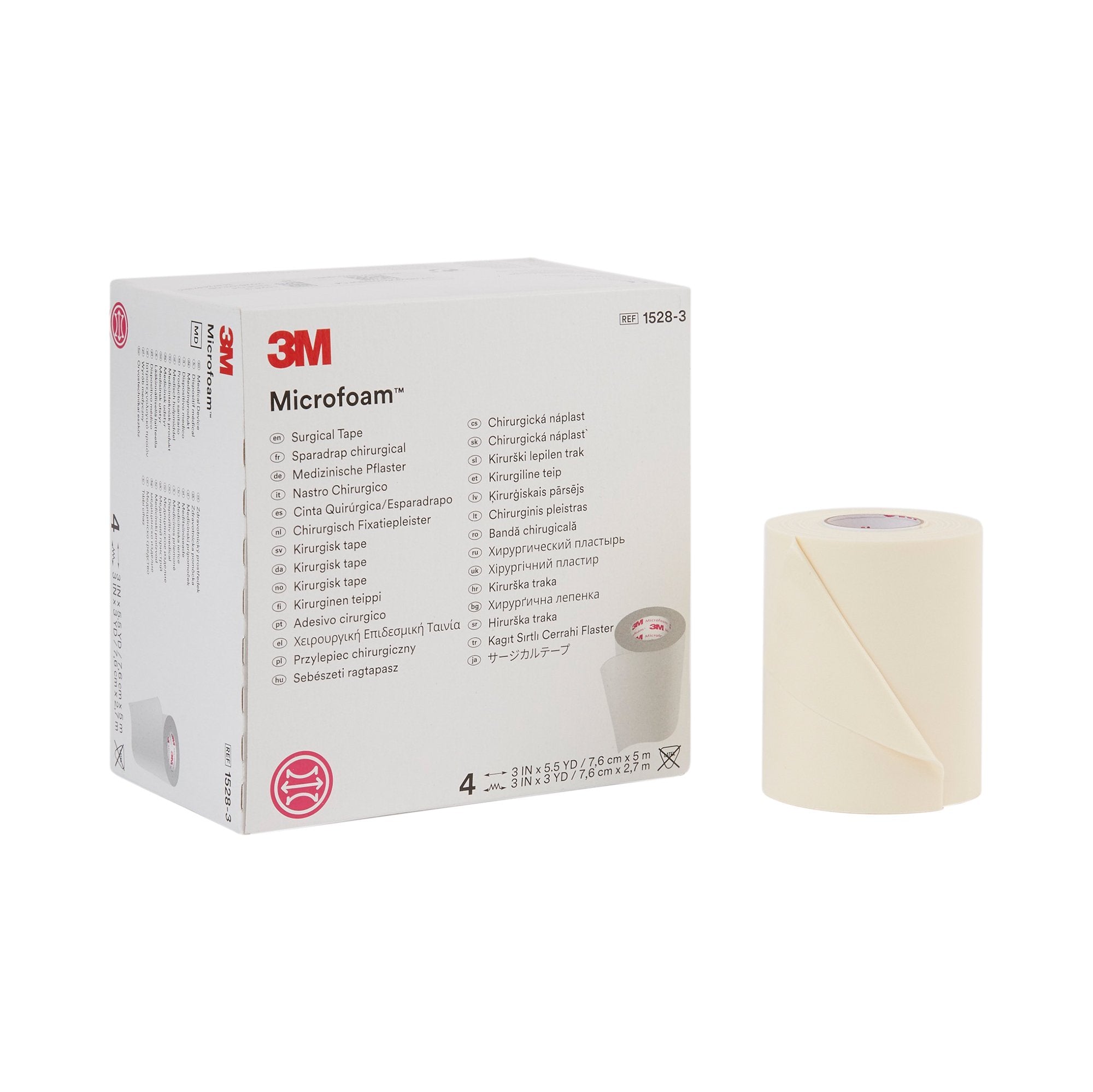 3M™ Microfoam™ Foam / Acrylic Adhesive Medical Tape, 3 Inch x 5-1/2 Yard, White (24 Units)