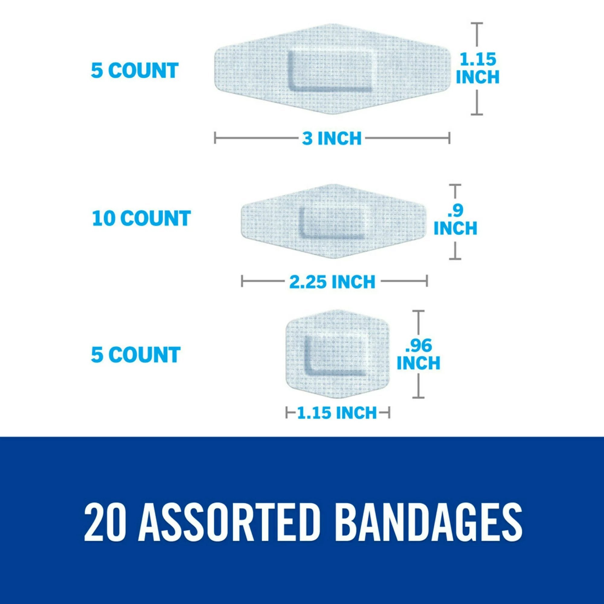 Nexcare™ Sensitive Skin White Adhesive Strip, Assorted Sizes (480 Units)