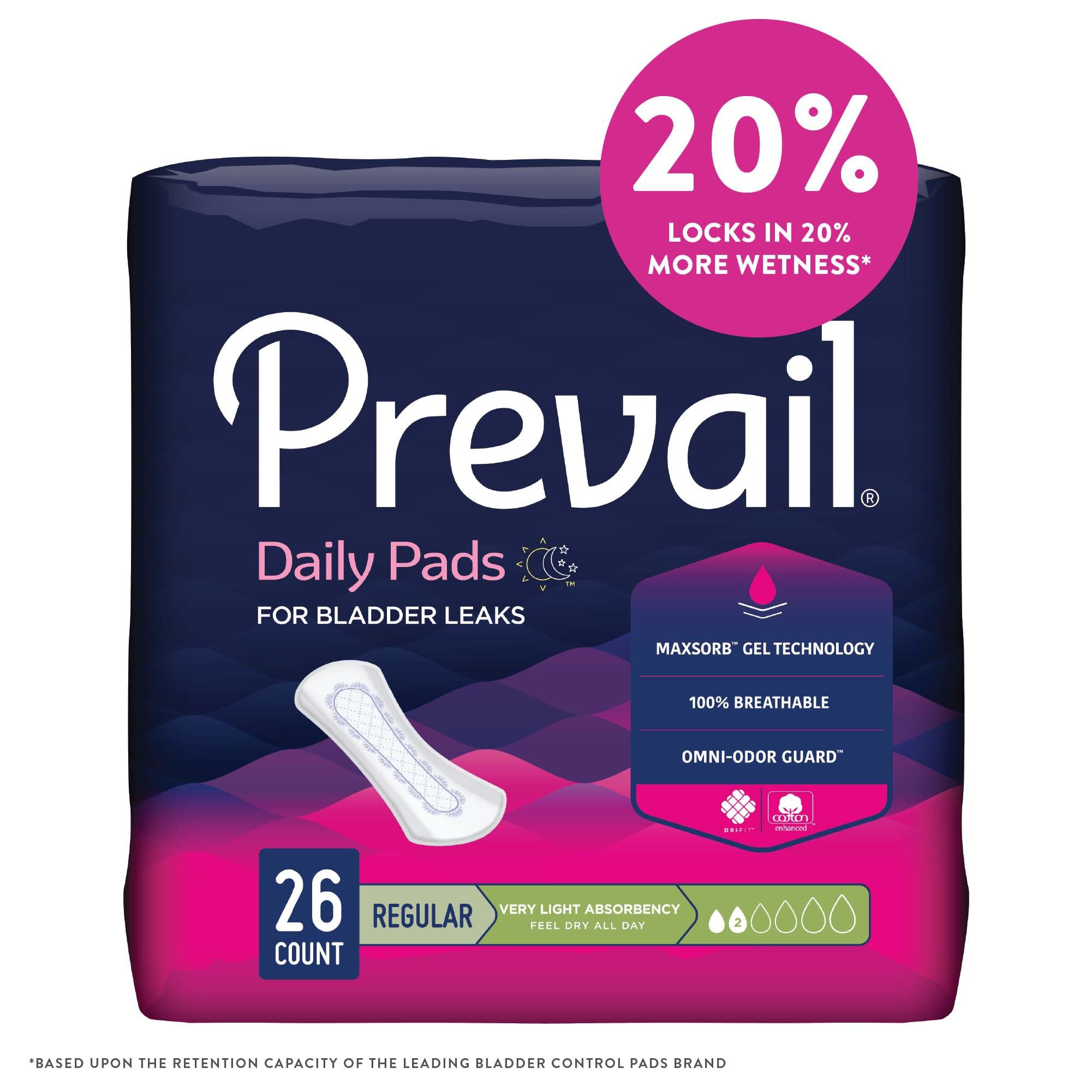 Prevail® Daily Liner Very Light Bladder Control Pad, 7½-Inch Length (26 Units)