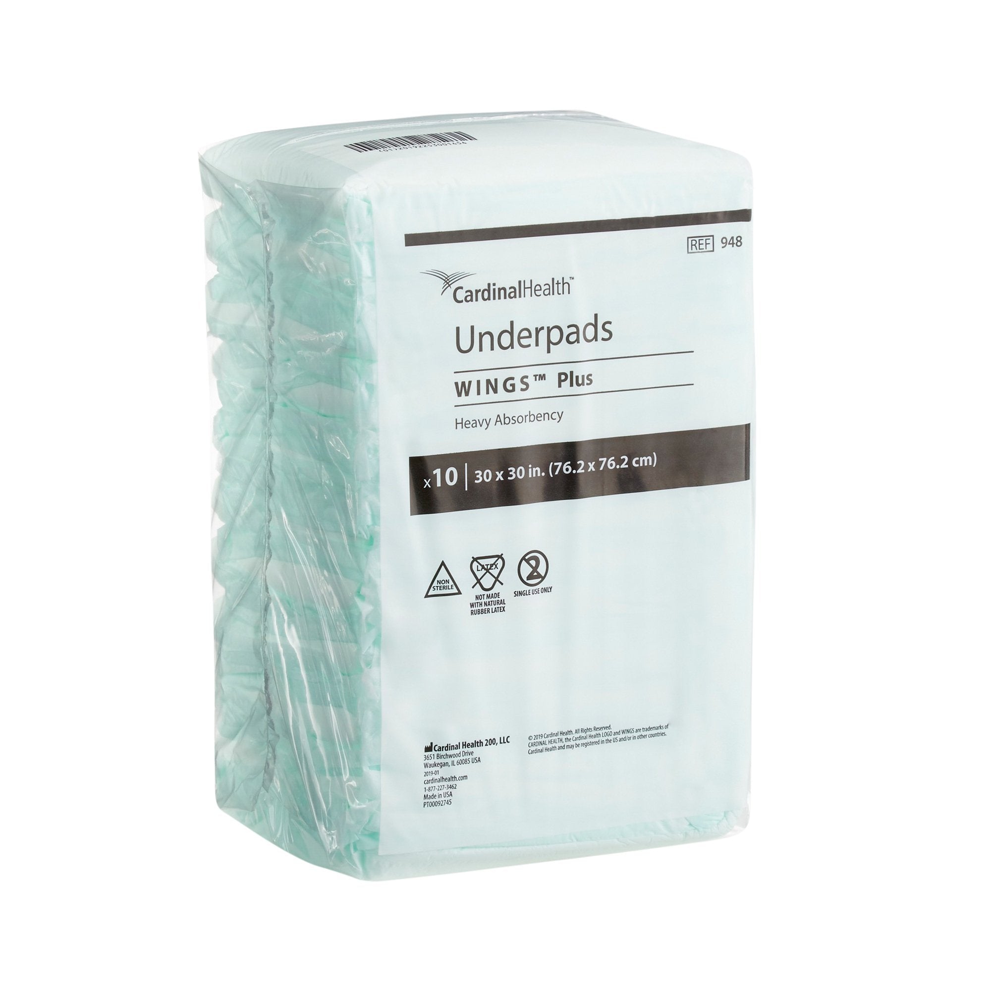 Wings Plus Underpads, Disposable, Heavy Absorbency, Beige, 30 X 30 Inch (10 Units)