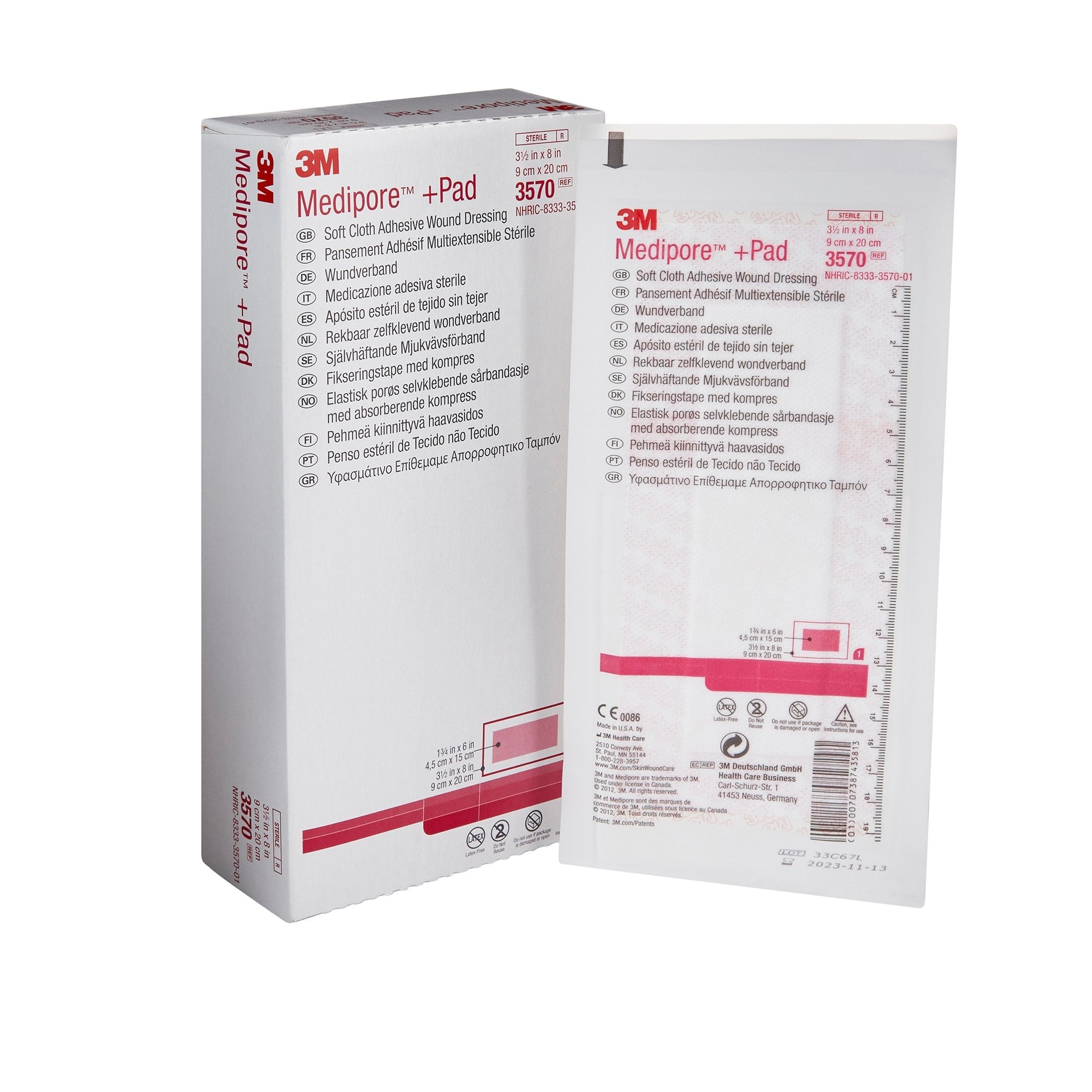 3M™ Medipore™ + Pad Soft Cloth Adhesive Dressing, 3½ x 8 Inch (25 Units)