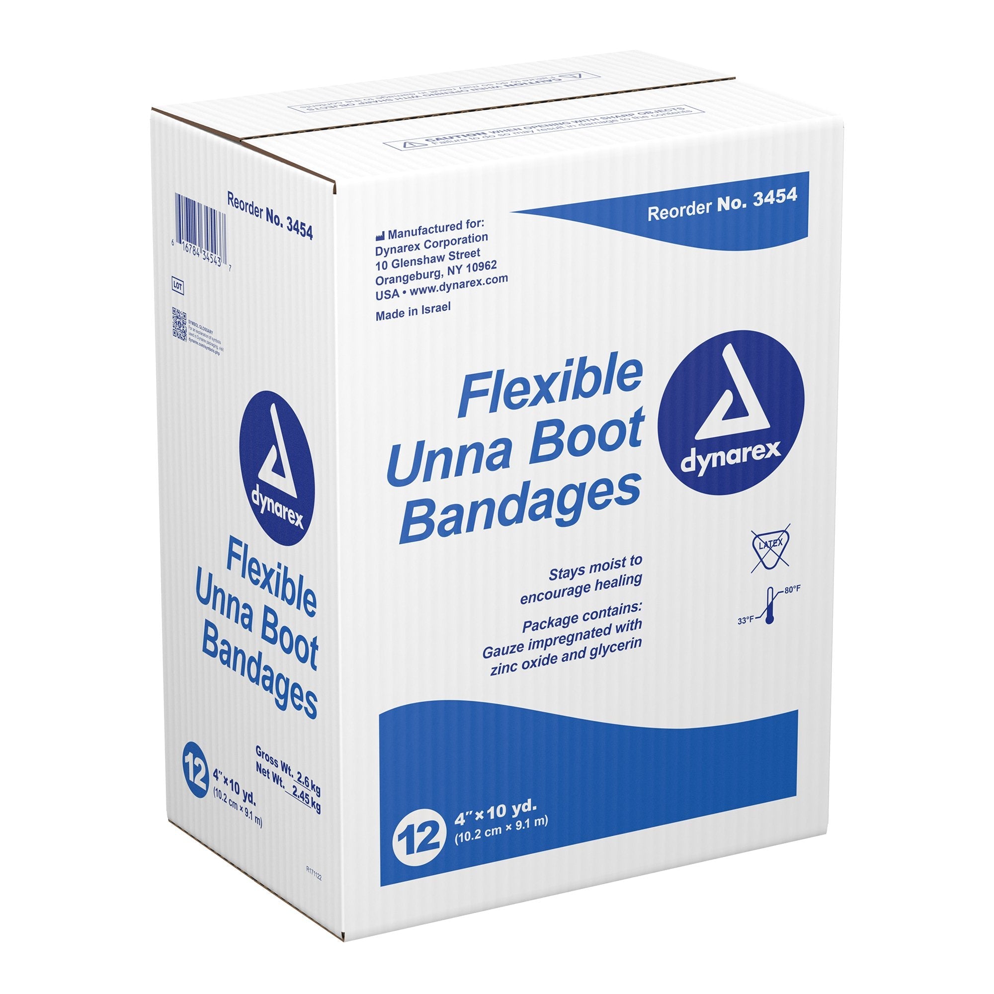 dynarex® Unna Boot with Zinc Oxide, 4 Inch x 10 Yard (12 Units)