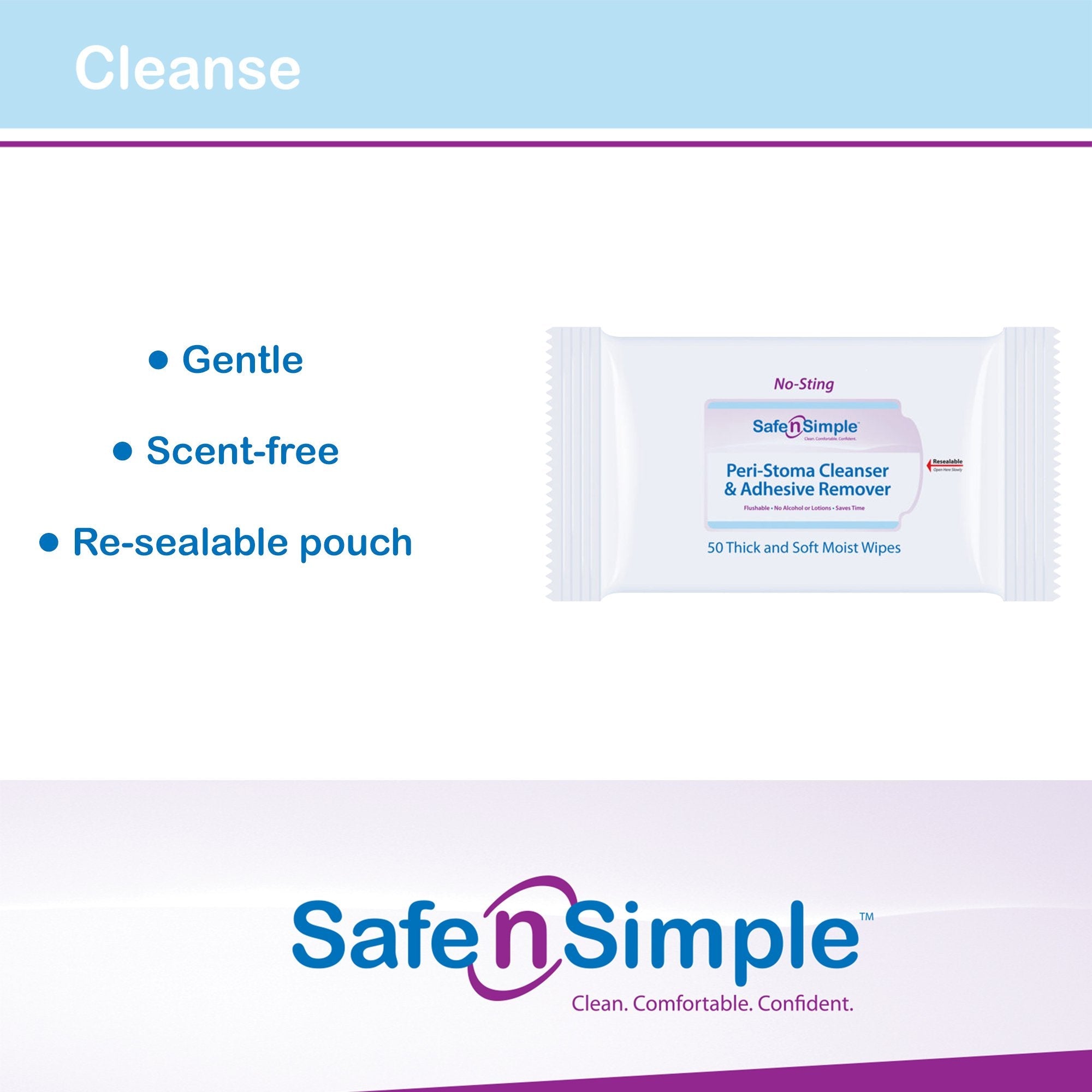 Safe n Simple™ Adhesive Remover Wipes (50 Units)