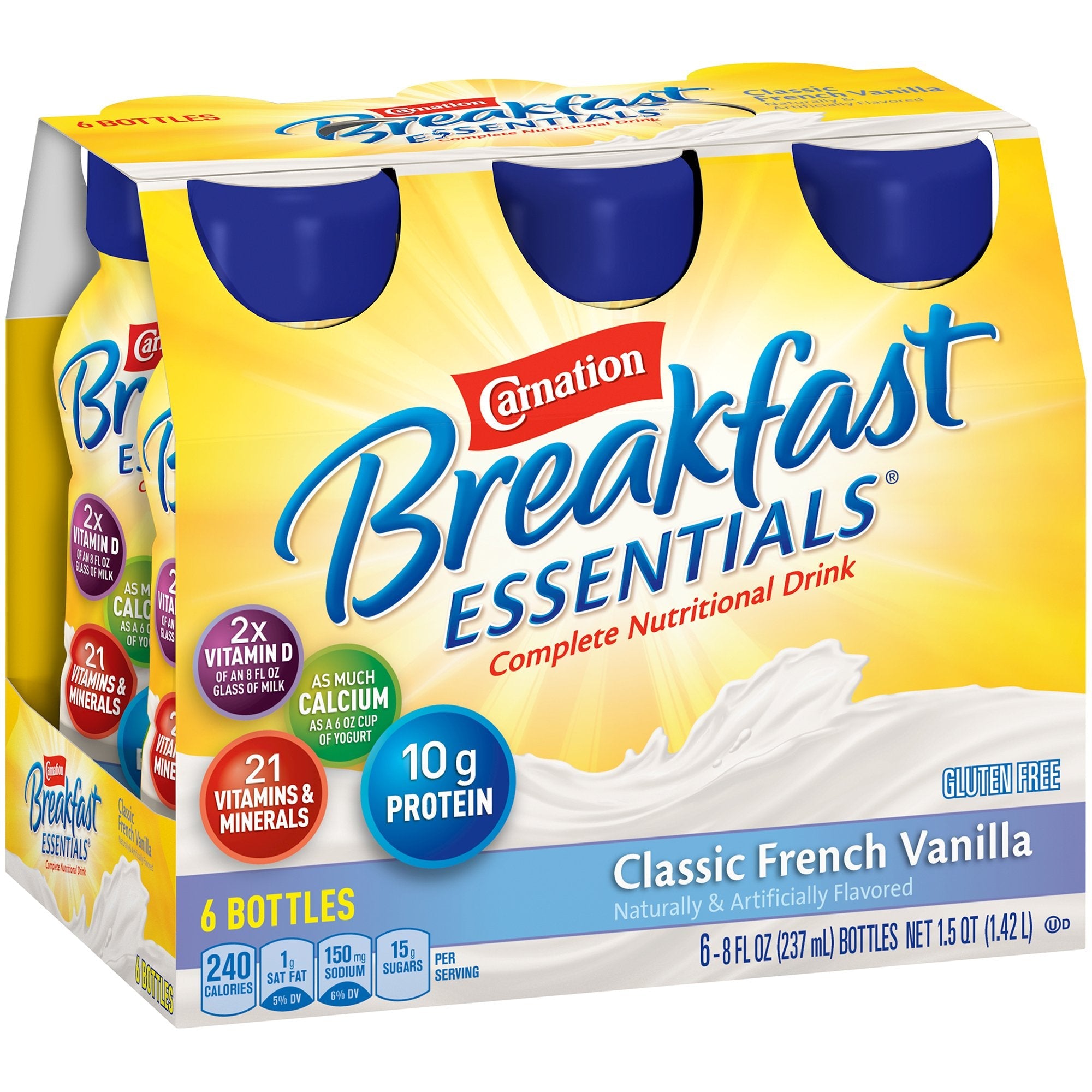 Carnation Breakfast Essentials® Vanilla Nutritional Drink, 8-ounce bottle (6 Units)