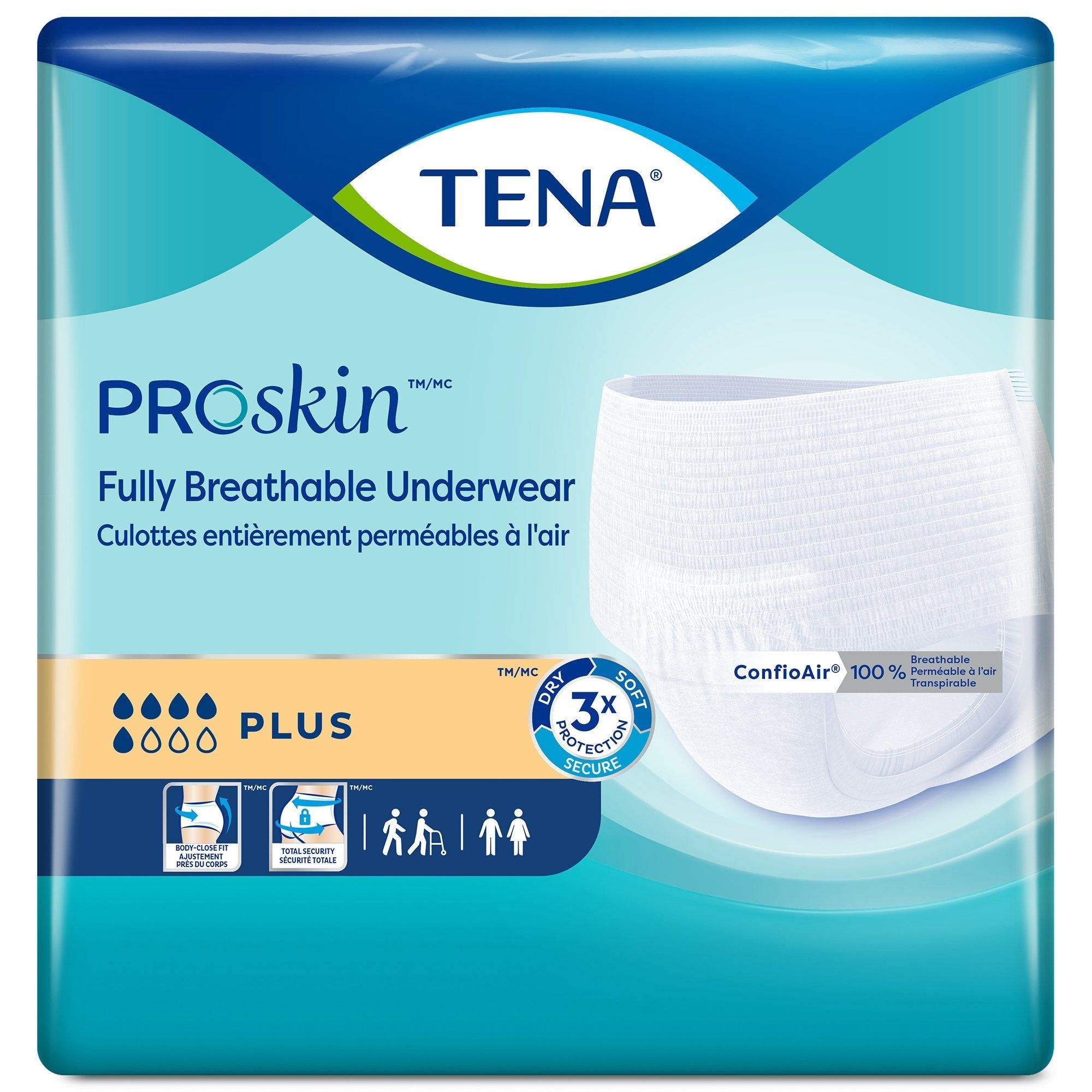 TENA® ProSkin™ Plus Fully Breathable Absorbent Underwear, Medium (20 Units)