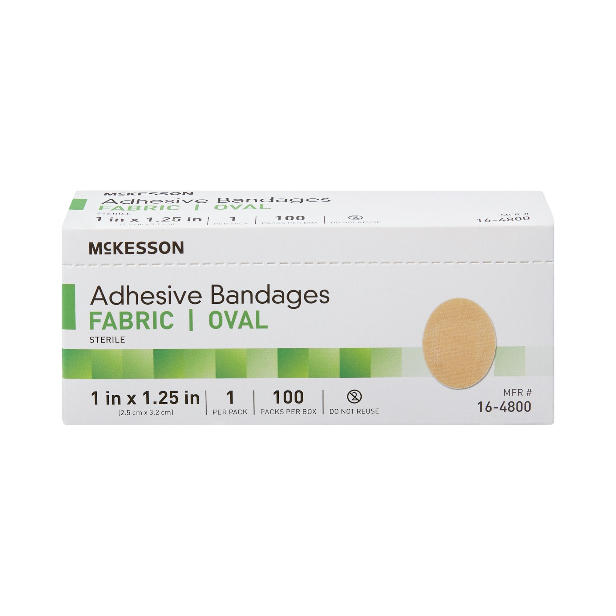 McKesson Oval Tan Adhesive Strip, 1 x 1-1/4 Inch (100 Units)