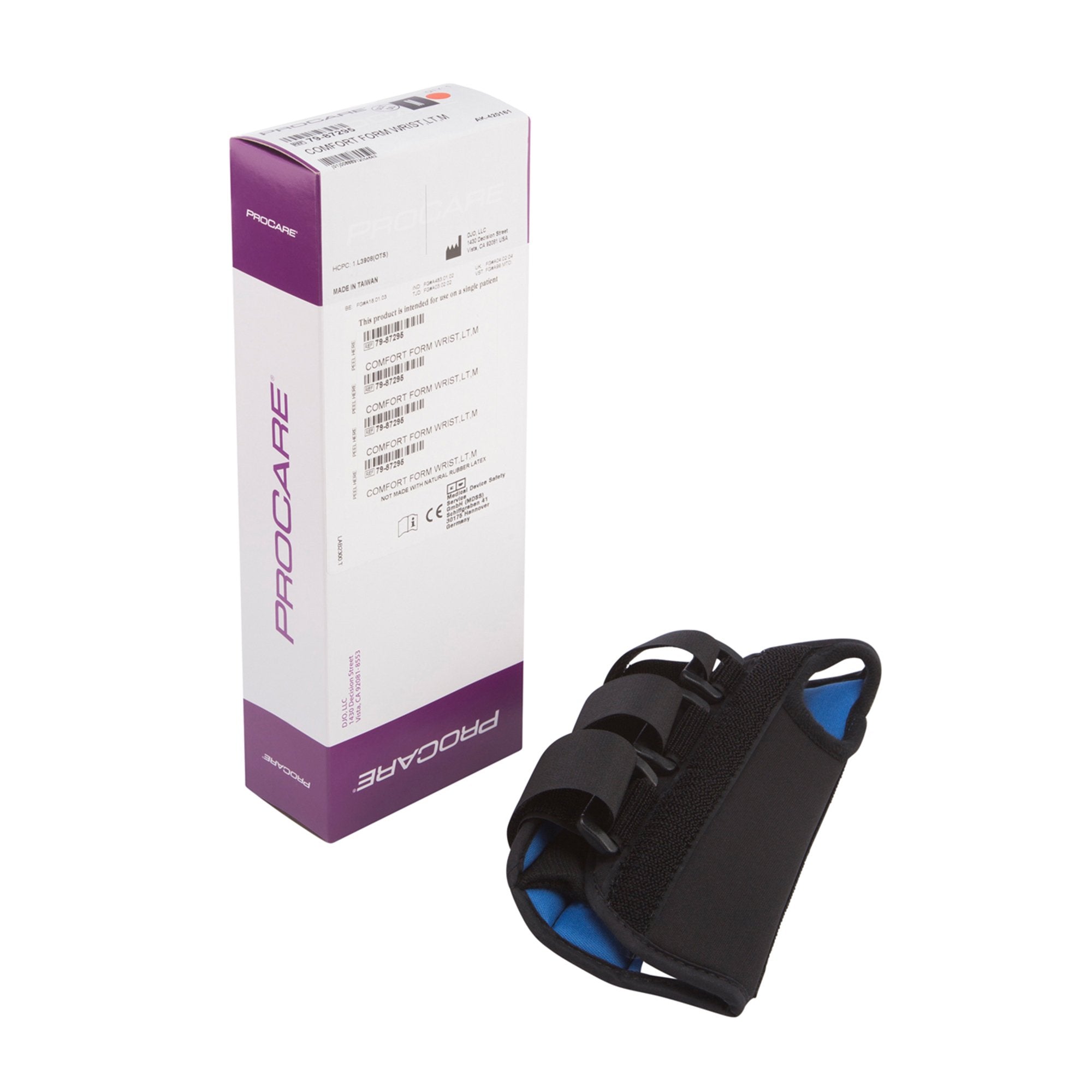 Wrist Splint ProCare ComfortForm Palmar Stay, Aluminum/Foam/Lycra, Black, Medium, Left-Hand (1 Unit)