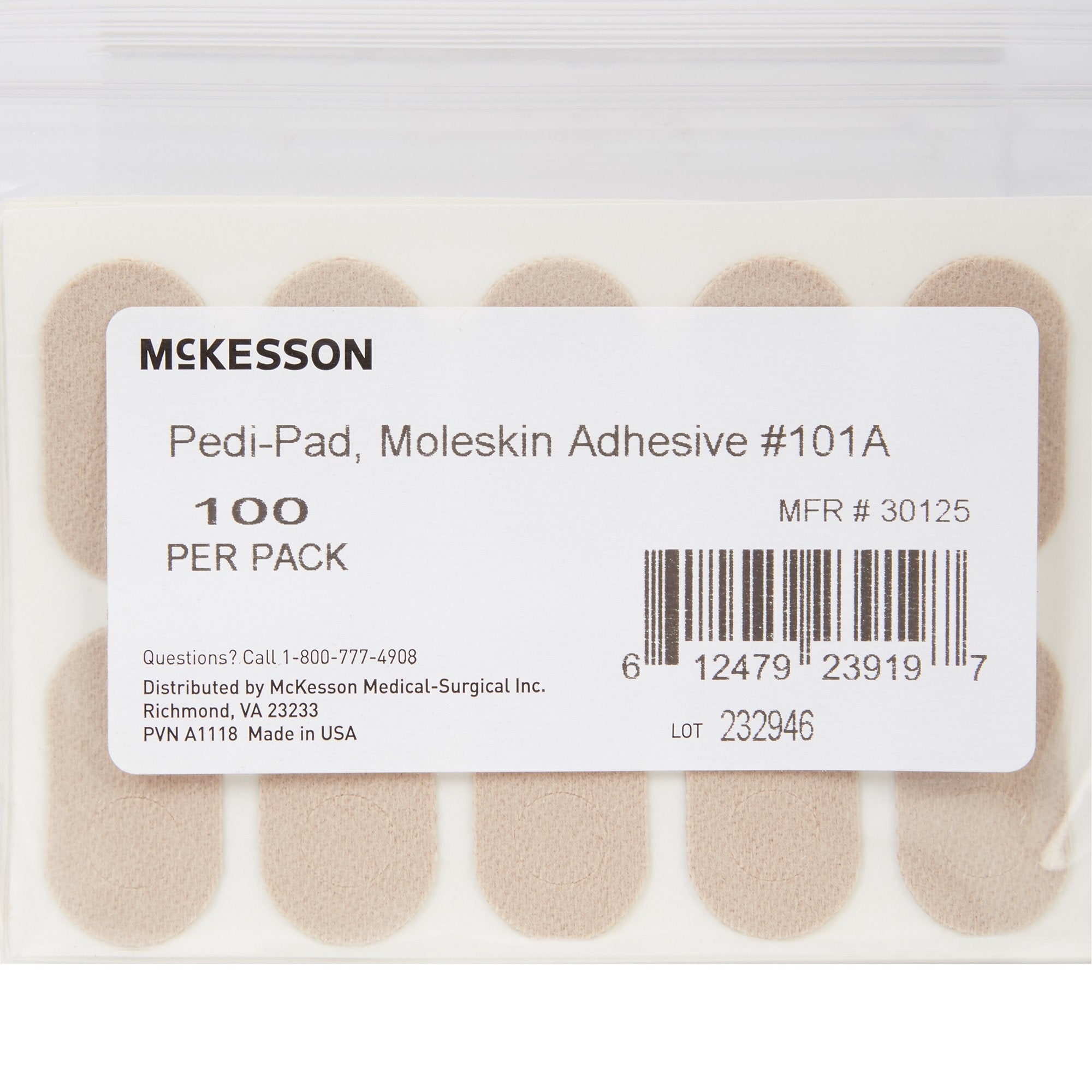 McKesson Pedi-Pad Beige Protective Pad, Size 101-A (100 Units)