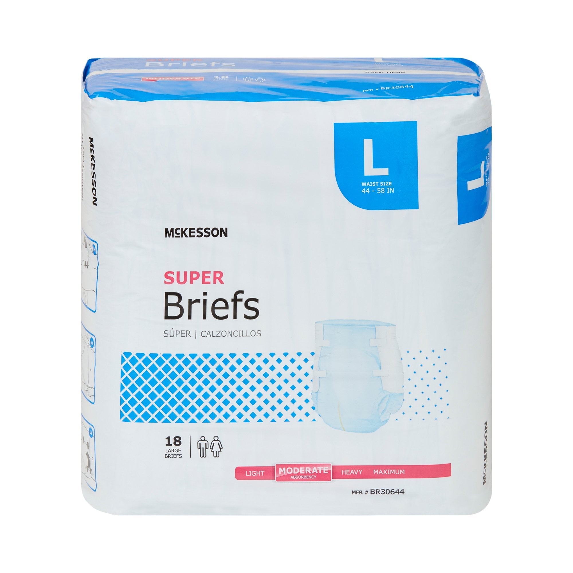 McKesson Super Moderate Absorbency Incontinence Brief, Large (18 Units)