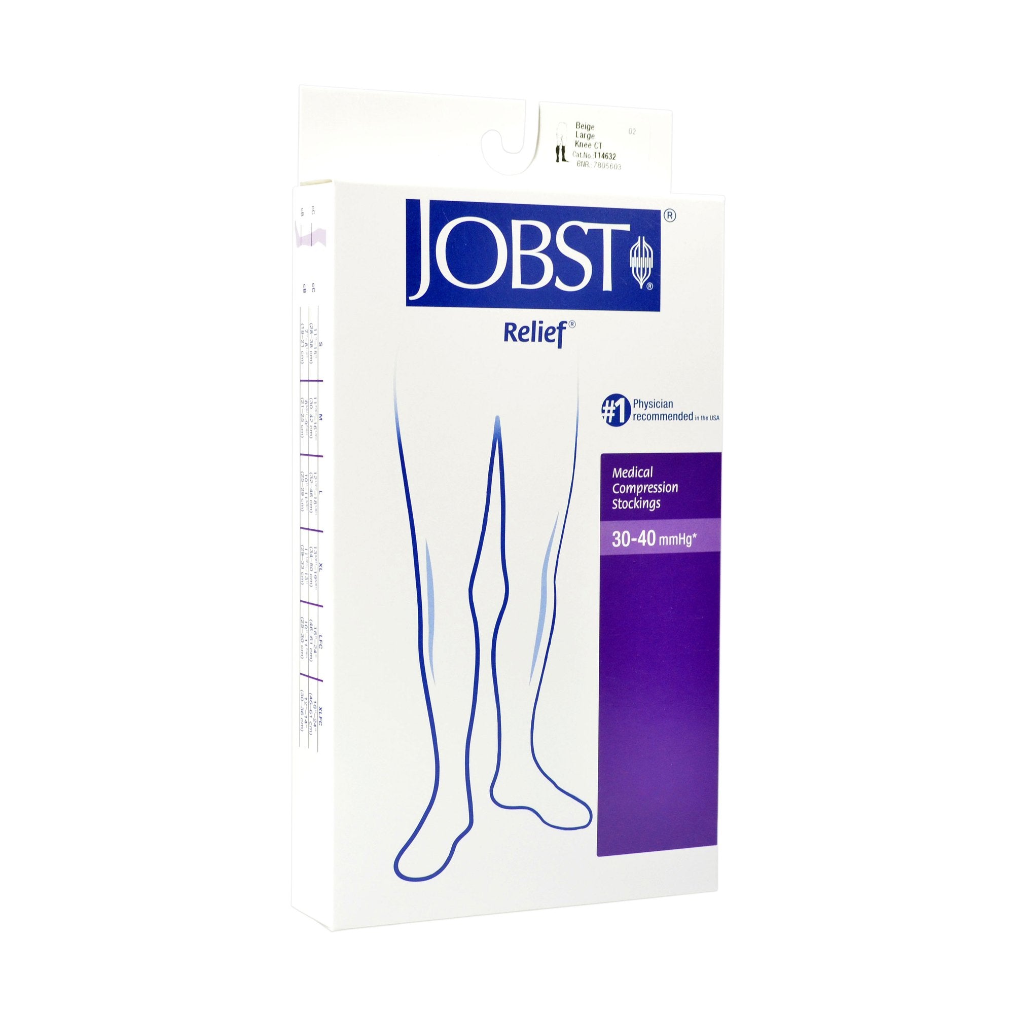 Relief® Compression Knee-High Stockings, Large, Beige (1 Unit)