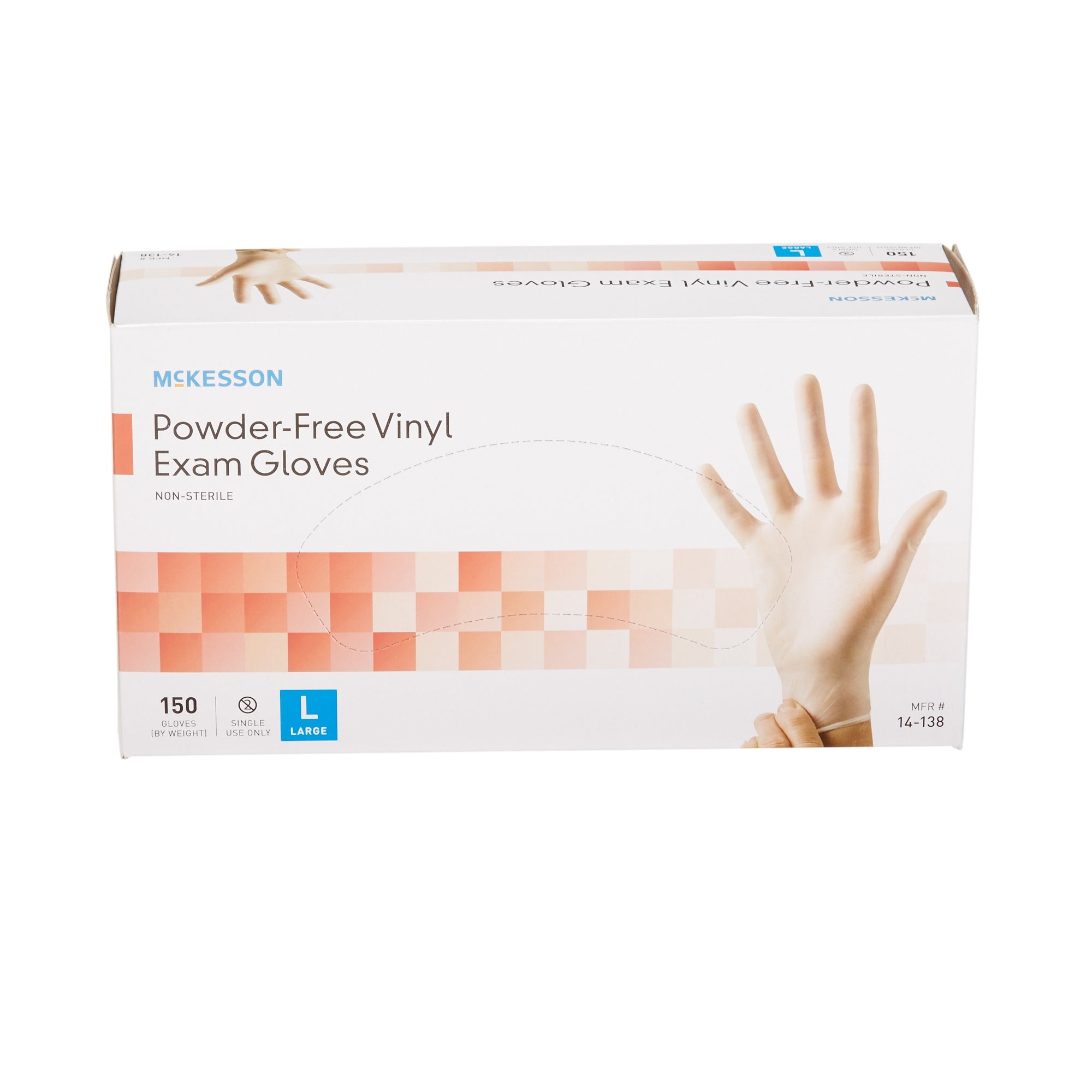 McKesson Large Vinyl Exam Gloves - Clear, Powder-Free (150 Pack)