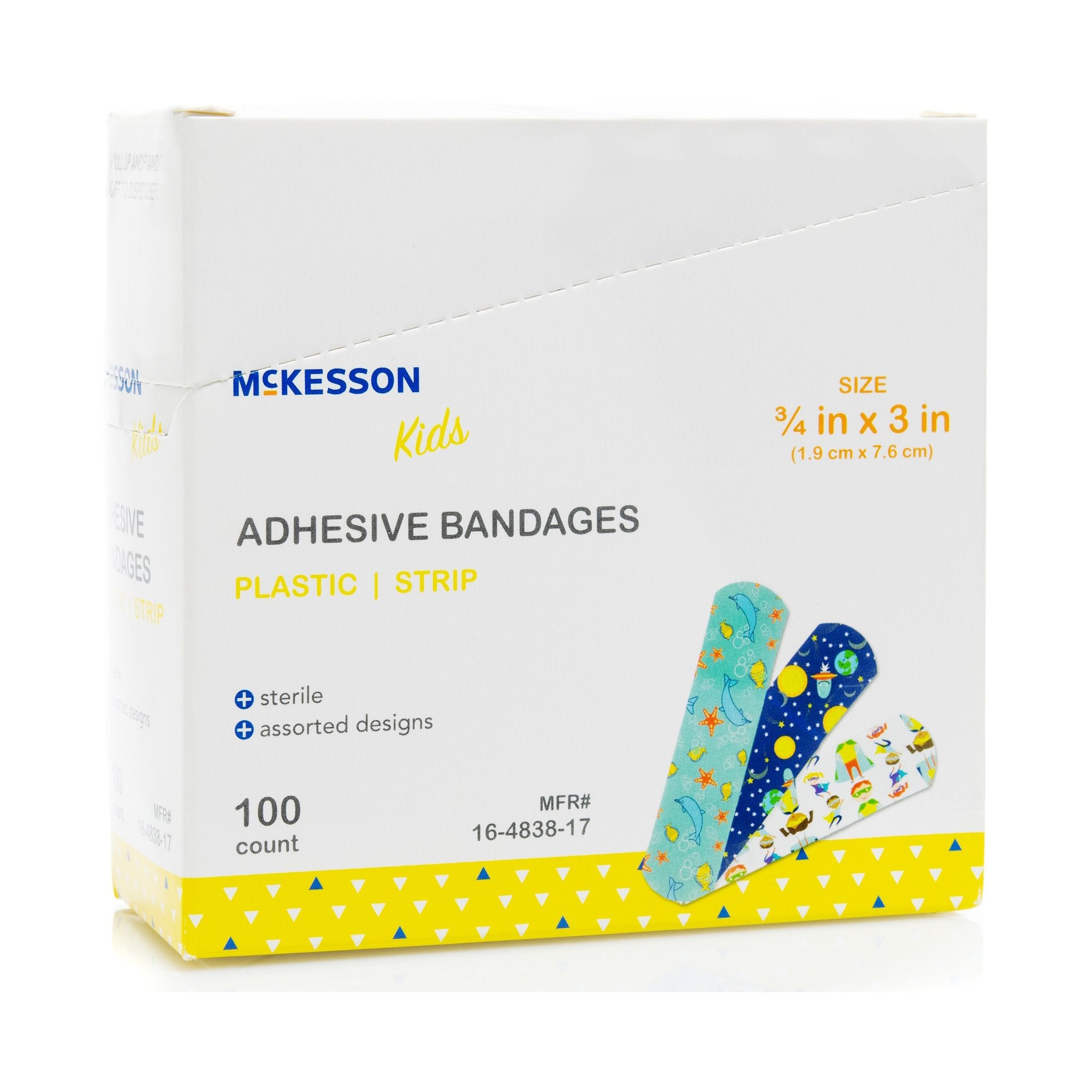 McKesson Kids™ Kid Design (Assorted Prints) Adhesive Strip, 3/4 x 3 Inch (100 Units)