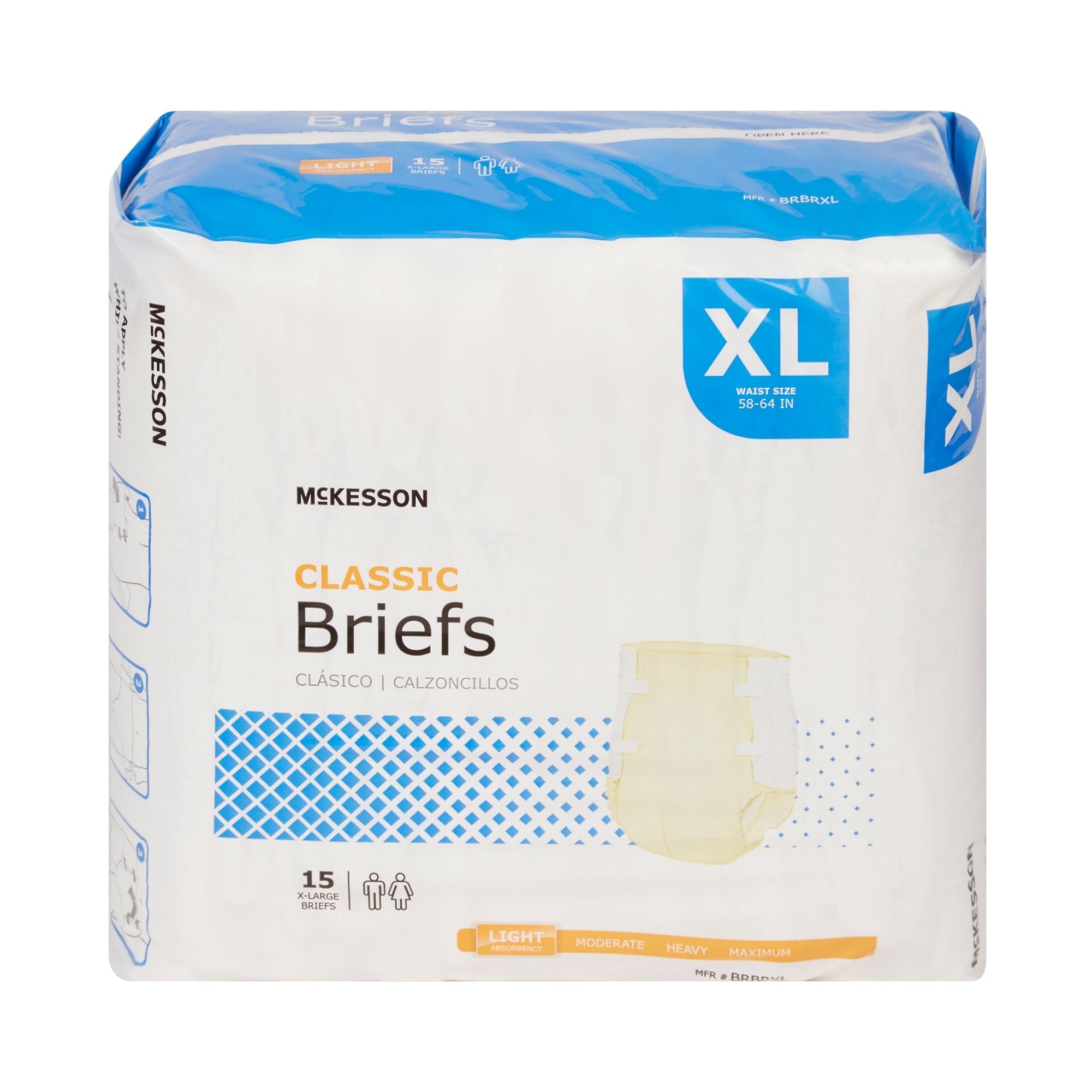 McKesson Classic Light Absorbency Incontinence Brief, Extra Large (15 Units)