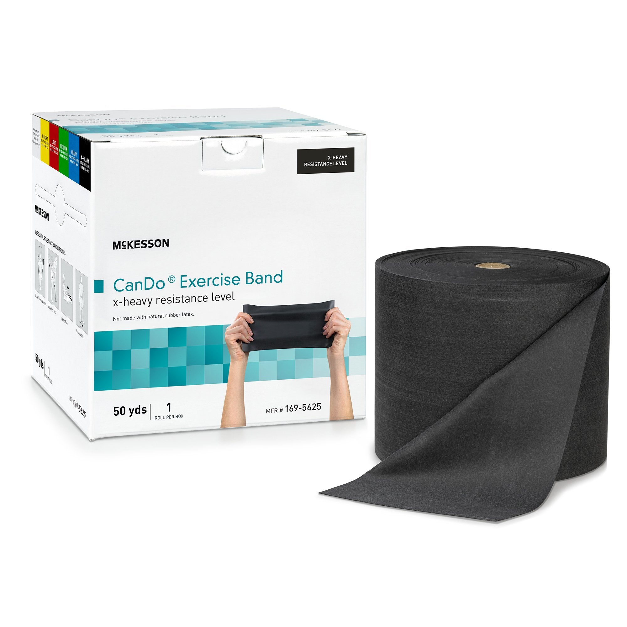 McKesson CanDo® Exercise Resistance Band, Black, 5 Inch x 50 Yard, X-Heavy Resistance (1 Unit)