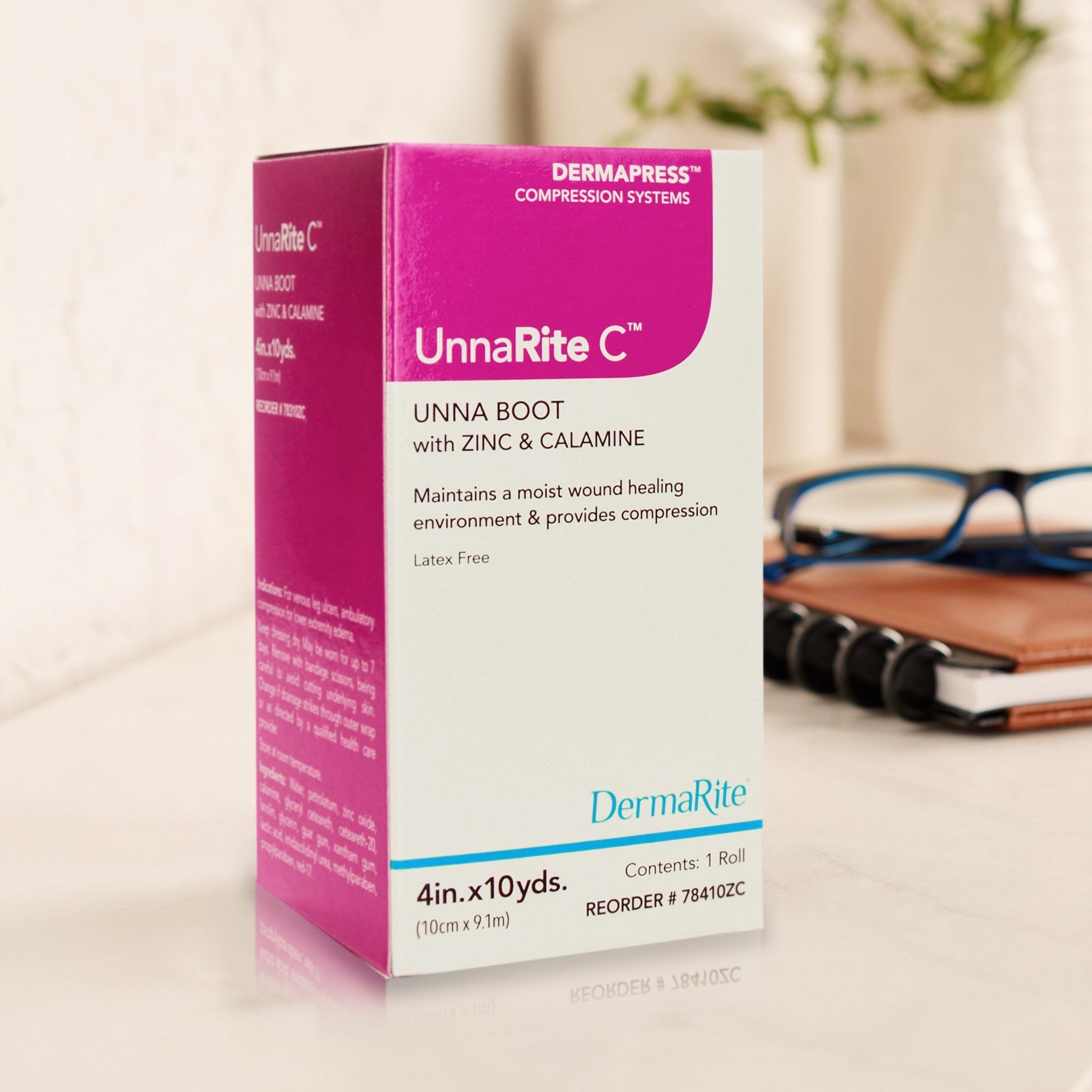 UnnaRite C™ Unna Boot with Calamine and Zinc Oxide, 4 Inch x 10 Yard (1 Unit)