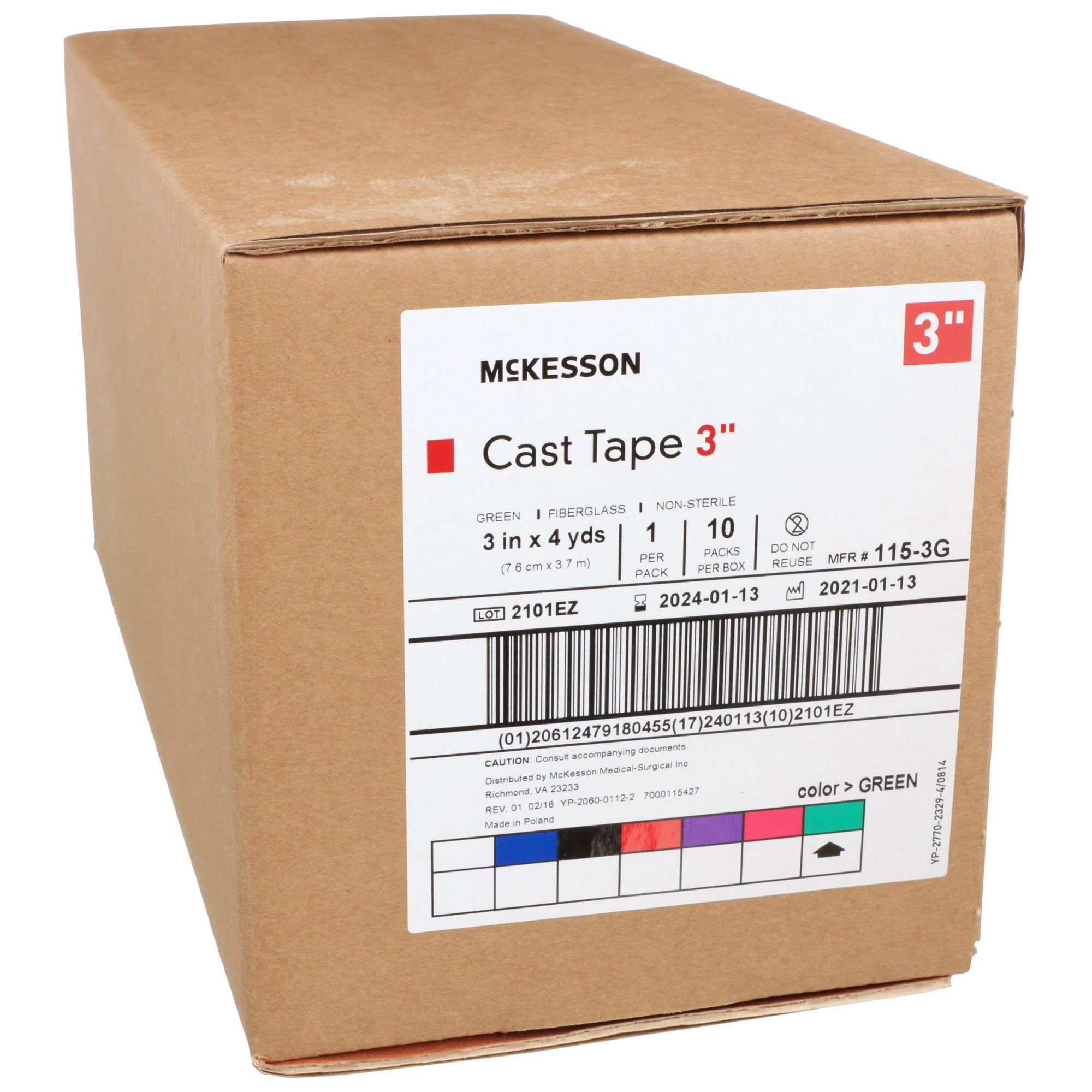 McKesson Green Cast Tape, 3 Inch x 4 Yard (10 Units)