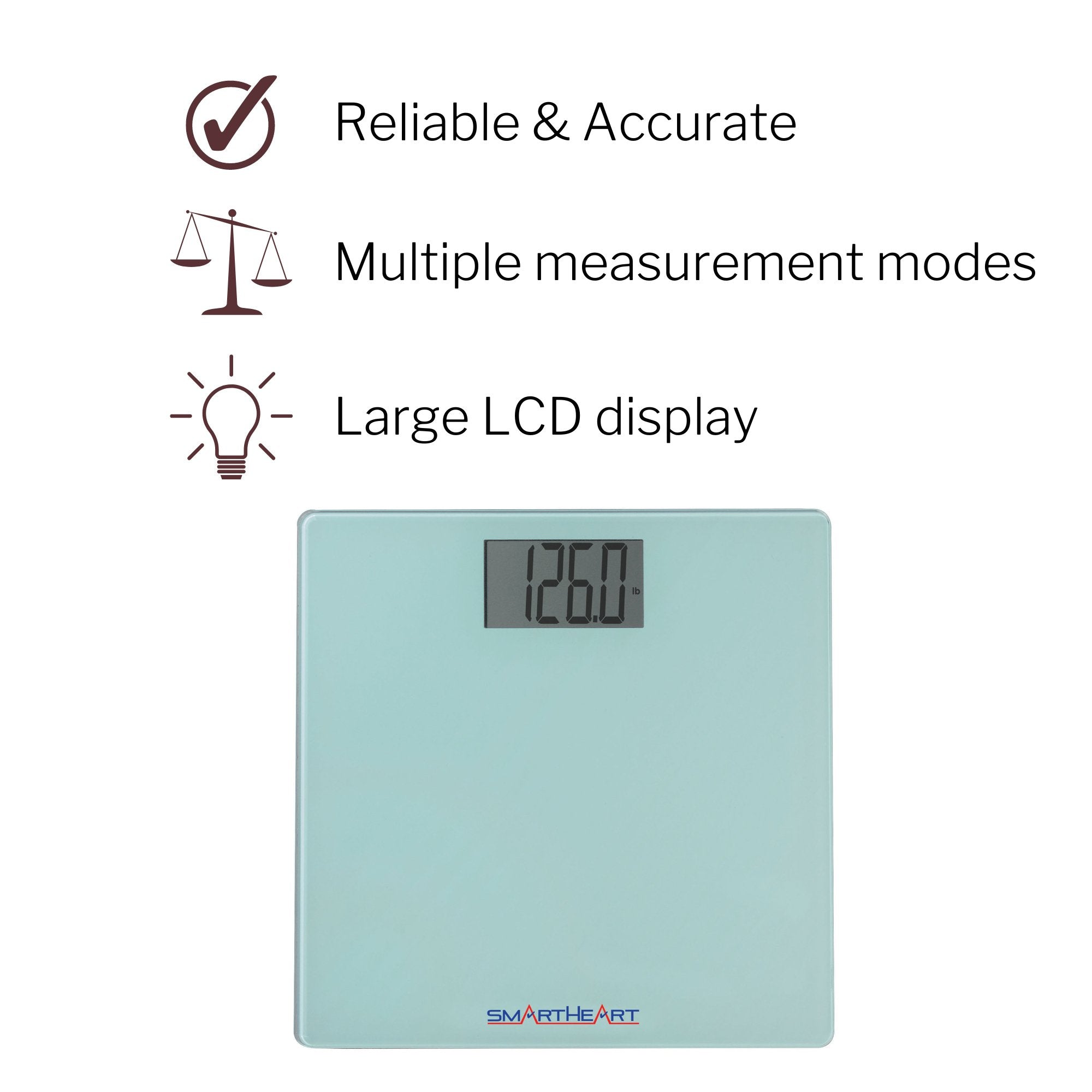 SmartHeart Digital Scale, Bathroom Floor Body Scale, 438 lbs Capacity (6 Units)
