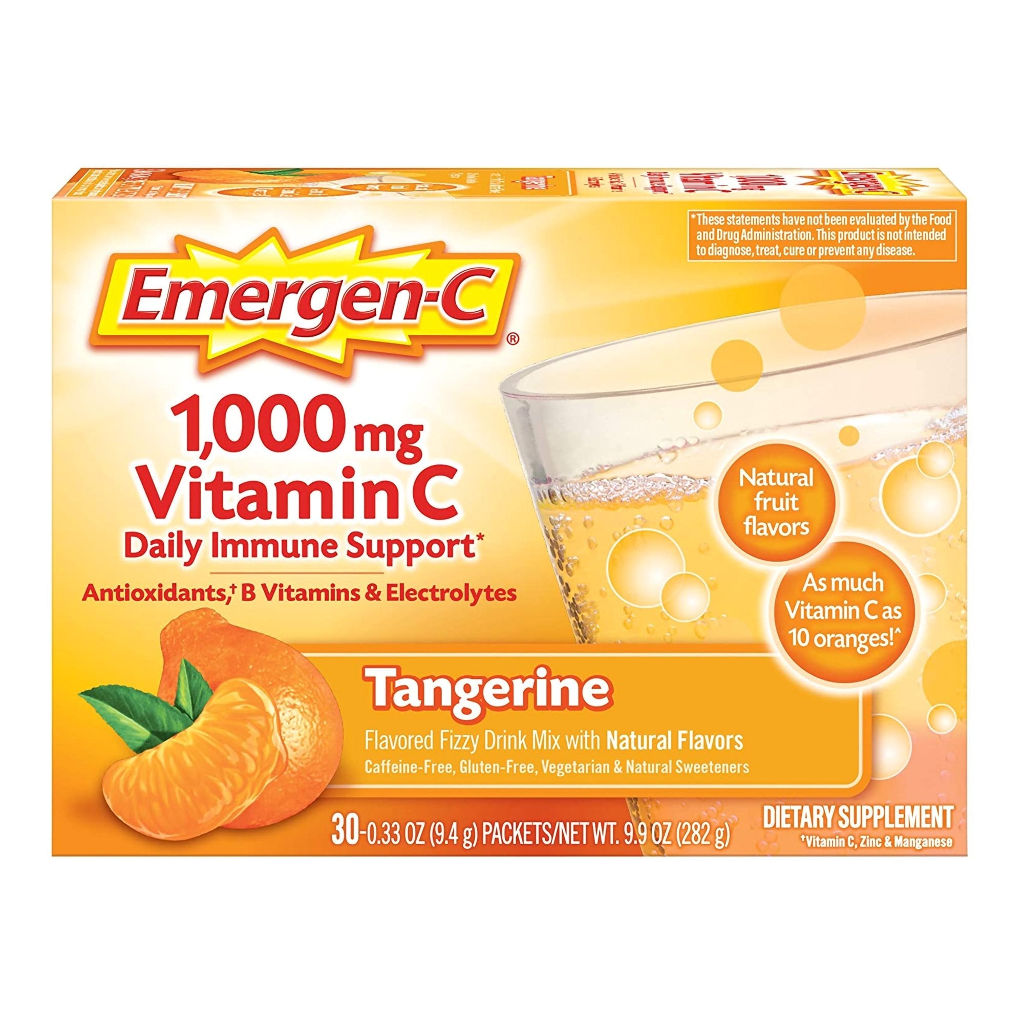 Emergen-C® Vitamin C Daily Immune Support Drink Mix, Super Tangerine Flavor (30 Units)