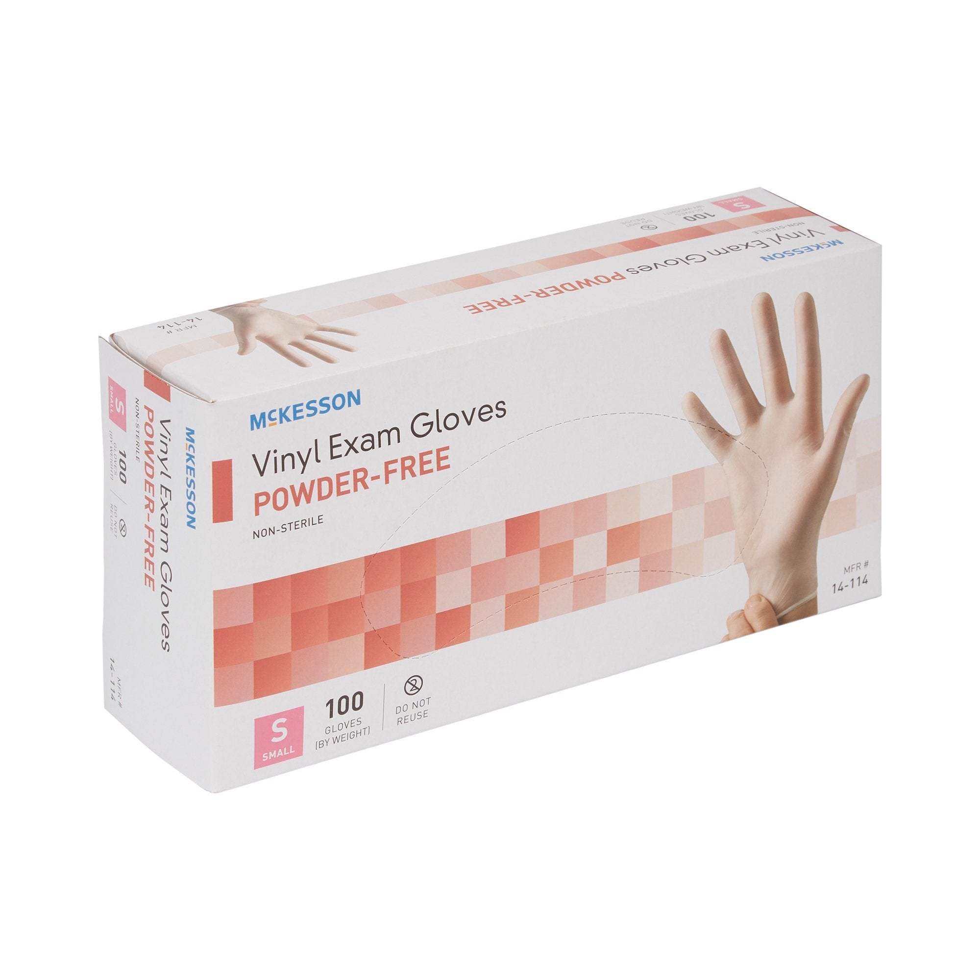 McKesson Vinyl Exam Gloves, Small Size, Clear, Smooth - 100 Pack