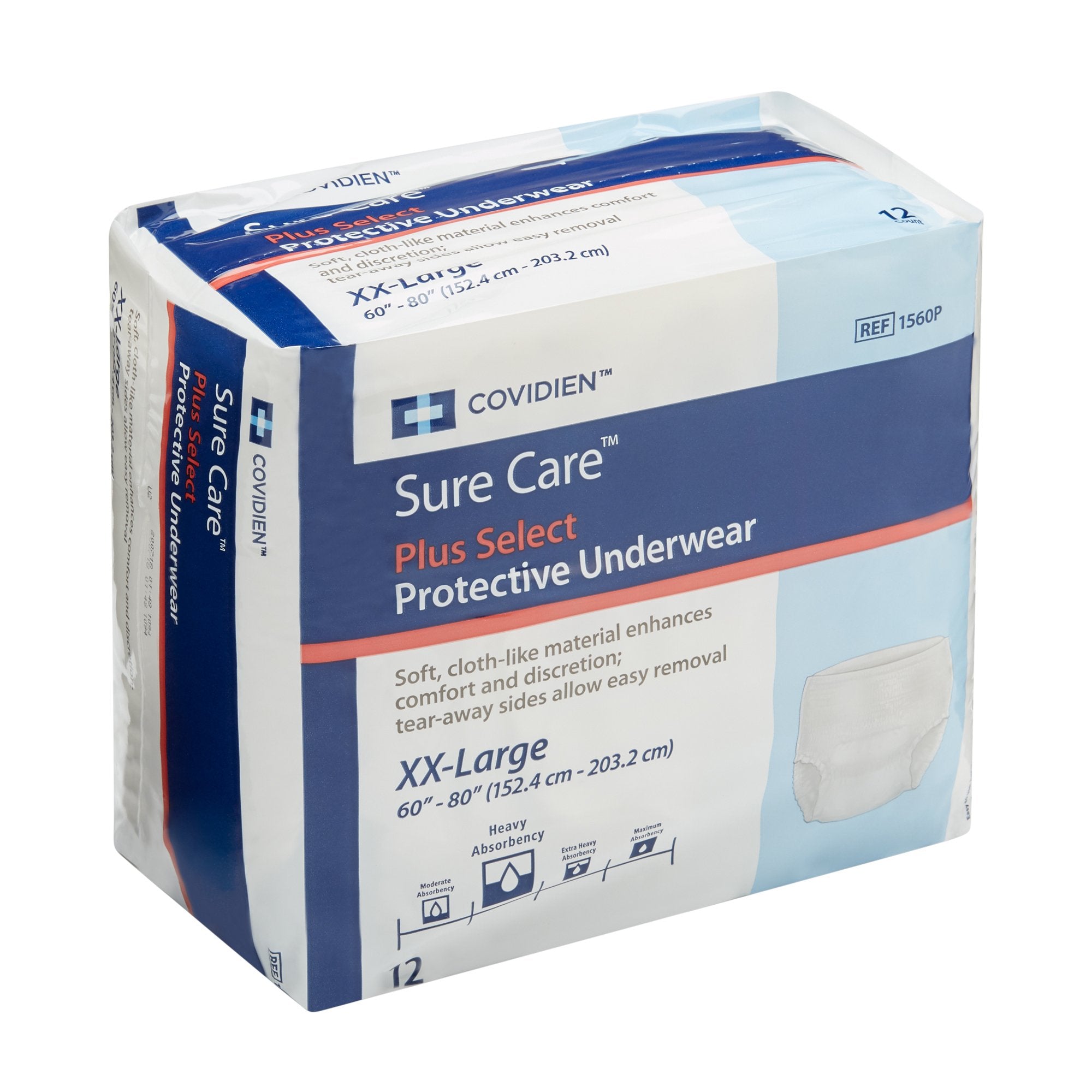 Sure Care Unisex Adult Absorbent Underwear, 2X-Large, 12-Pack