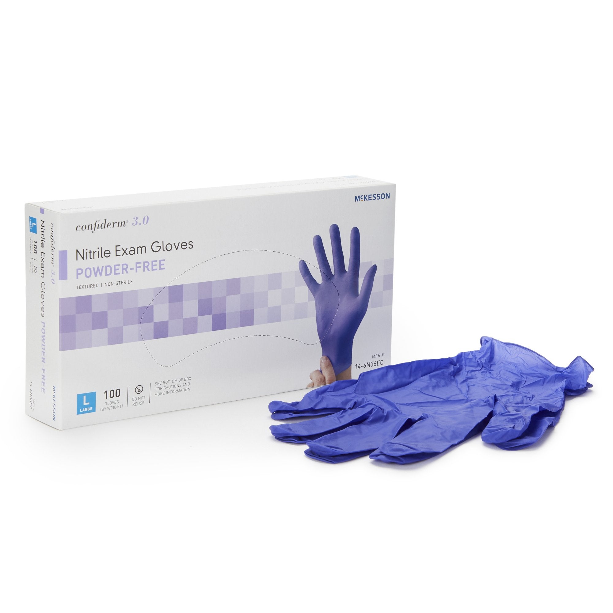McKesson Confiderm® 3.0 Nitrile Exam Gloves, Large, Blue - 100 Pack