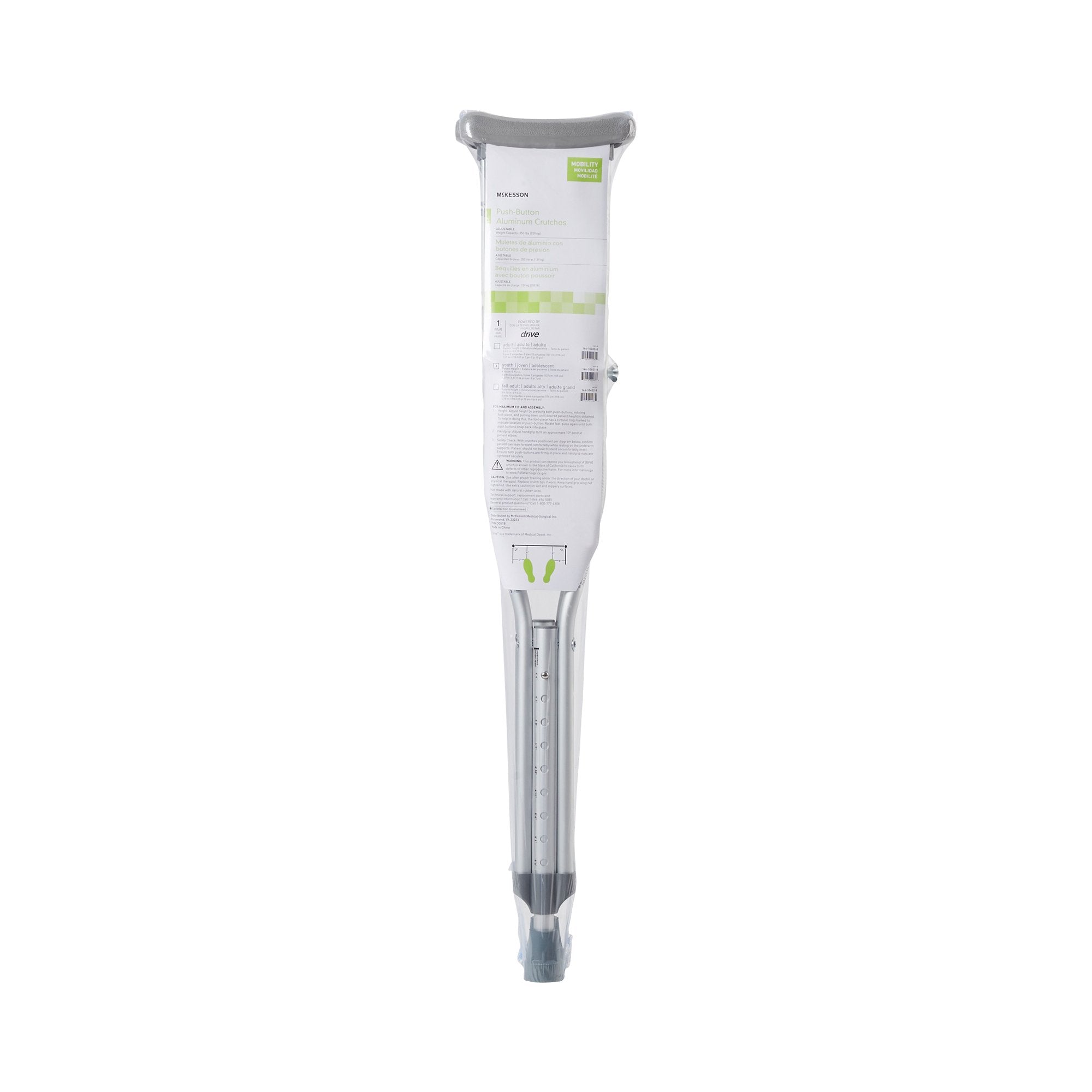 McKesson Child Underarm Crutches, 4 ft. 6 in. - 5 ft. 2 in. (8 Units)