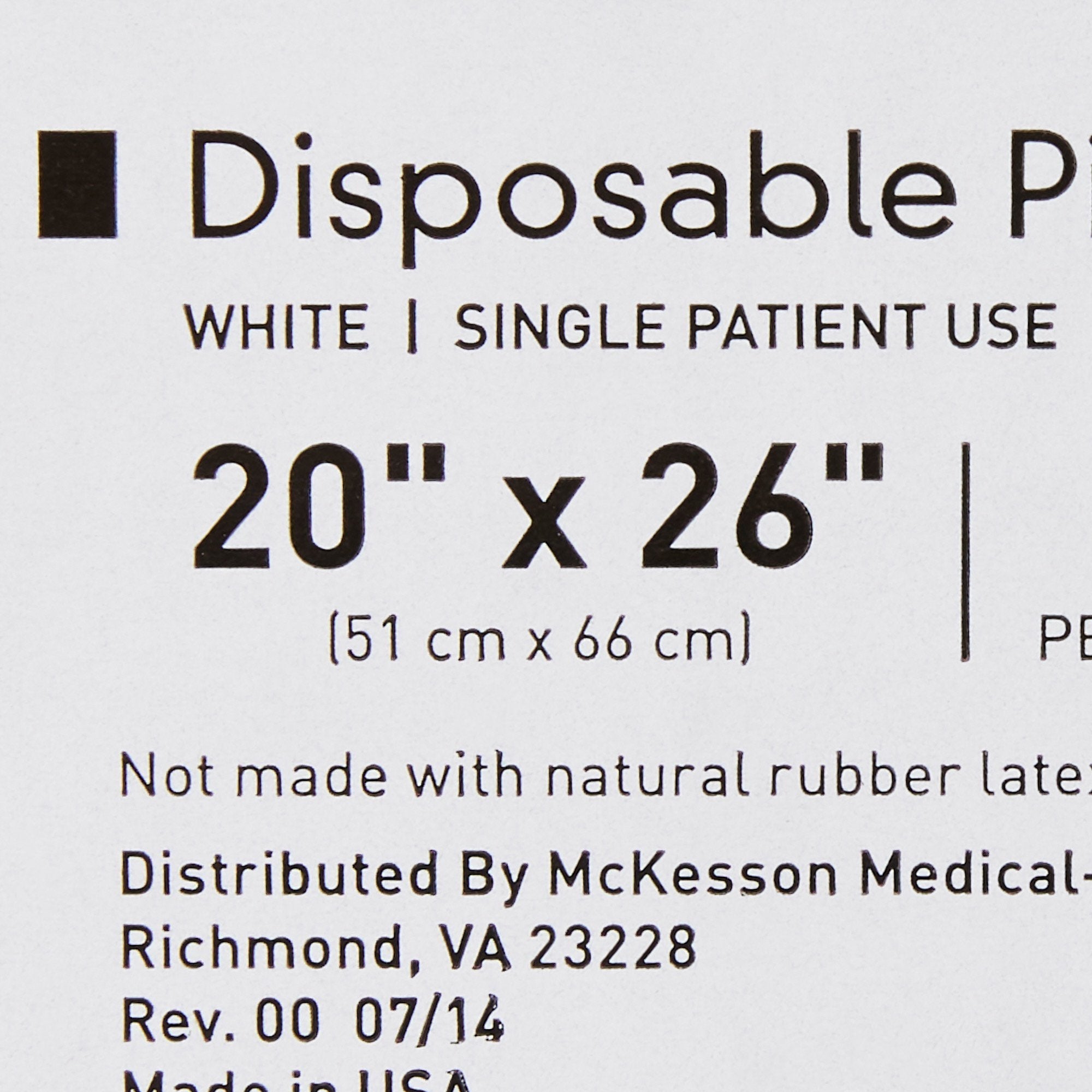 McKesson Disposable Bed Pillow - 20x26" White Comfort Pack of 12