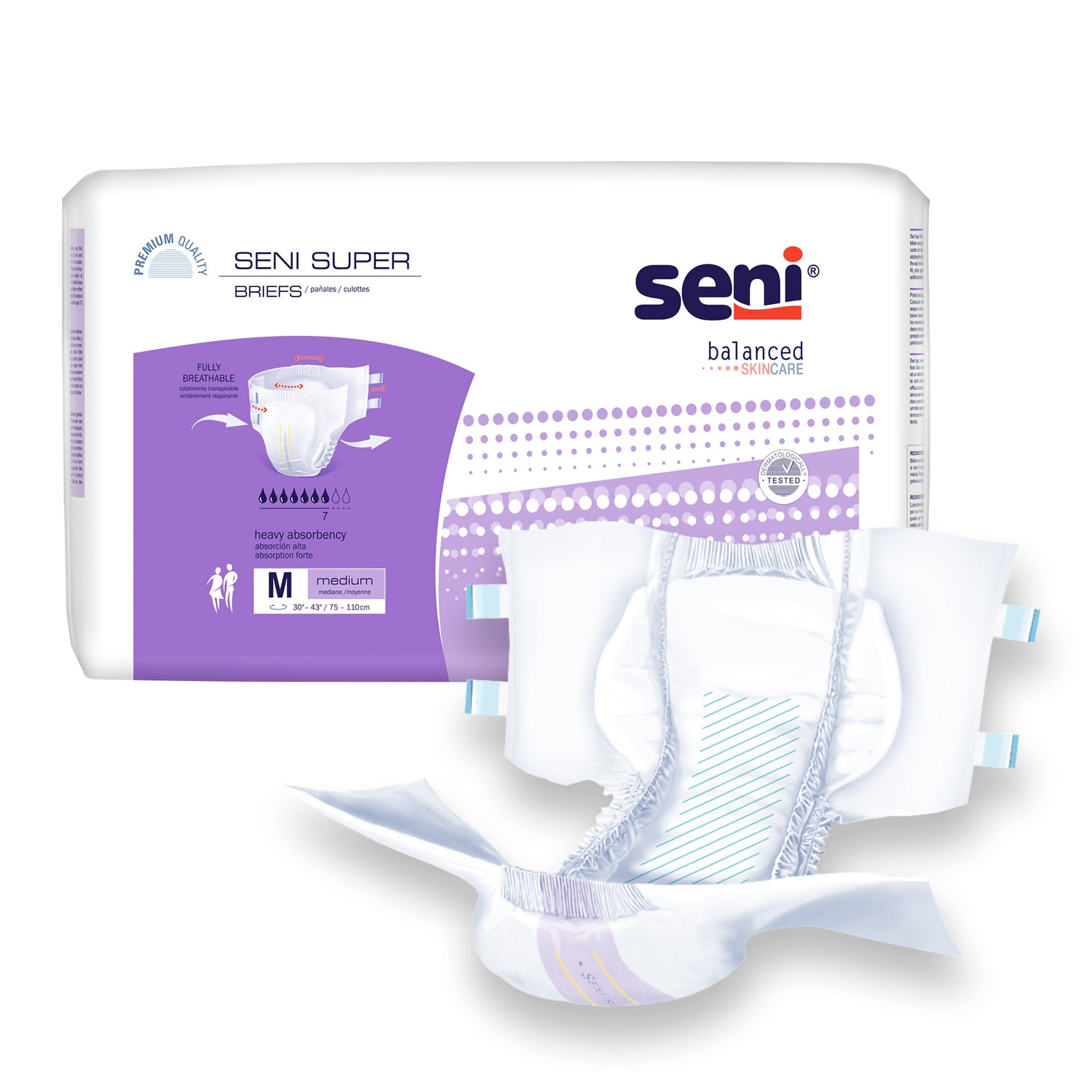 Seni® Super Heavy Absorbency Incontinence Brief, Medium (25 Units)