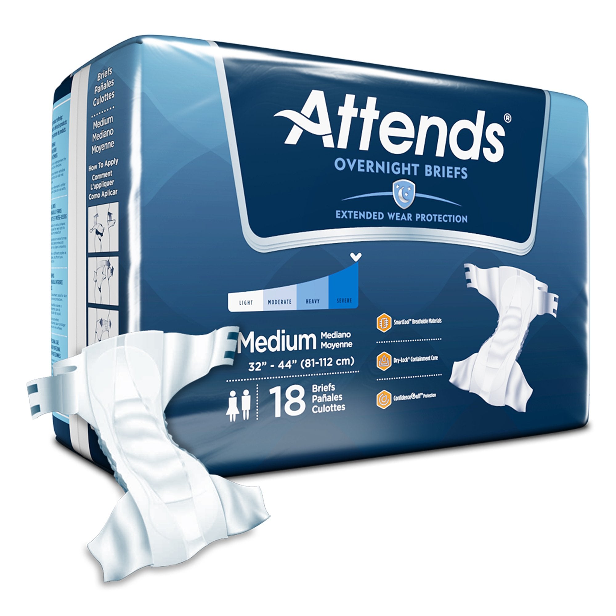 Attends® Briefs with Overnight Protection, Medium (18 Units)