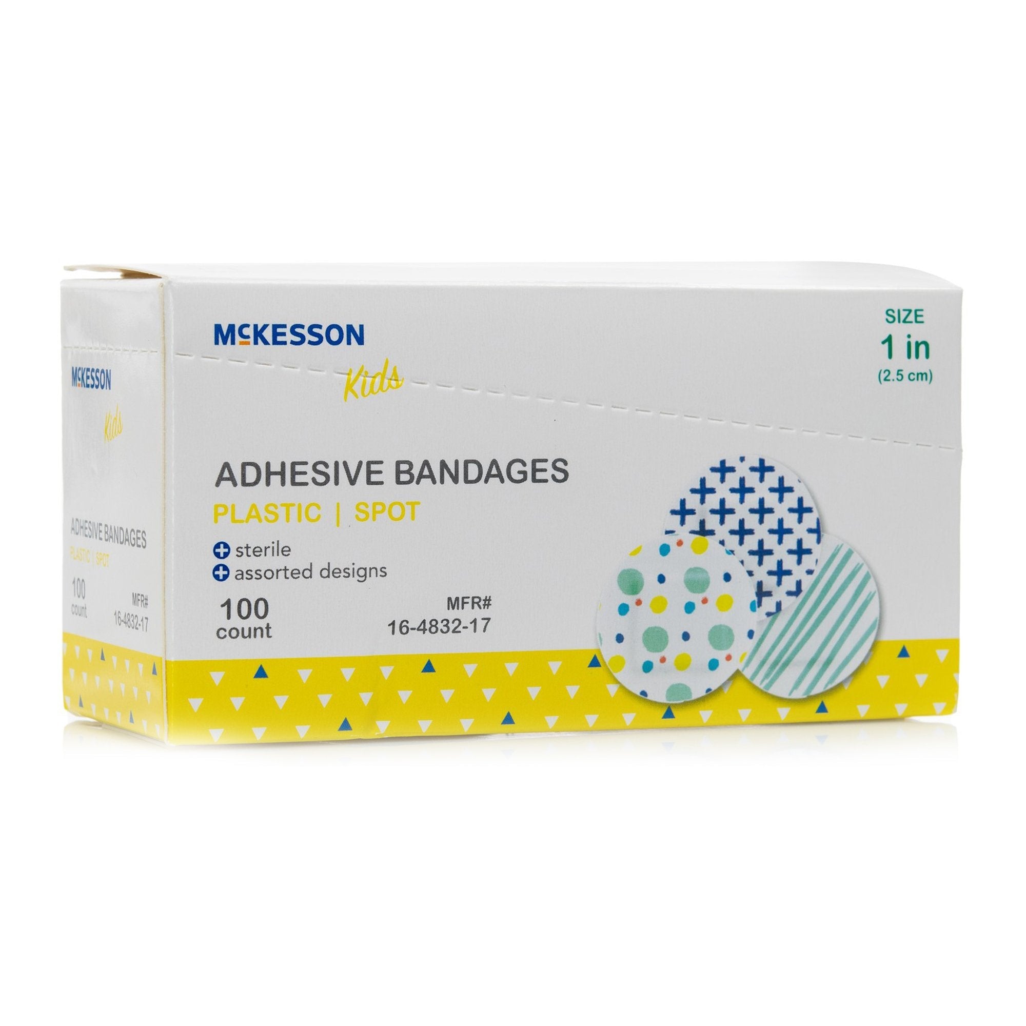 McKesson Kids™ Round Kid Design (Assorted Prints) Adhesive Spot Bandage, 1 Inch (100 Units)