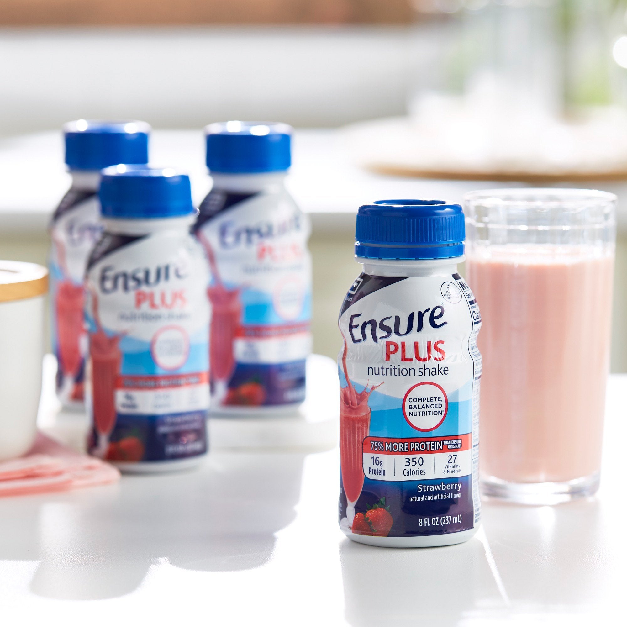 Ensure® Plus Nutrition Shake, Strawberry, 8-ounce bottle (24 Units)