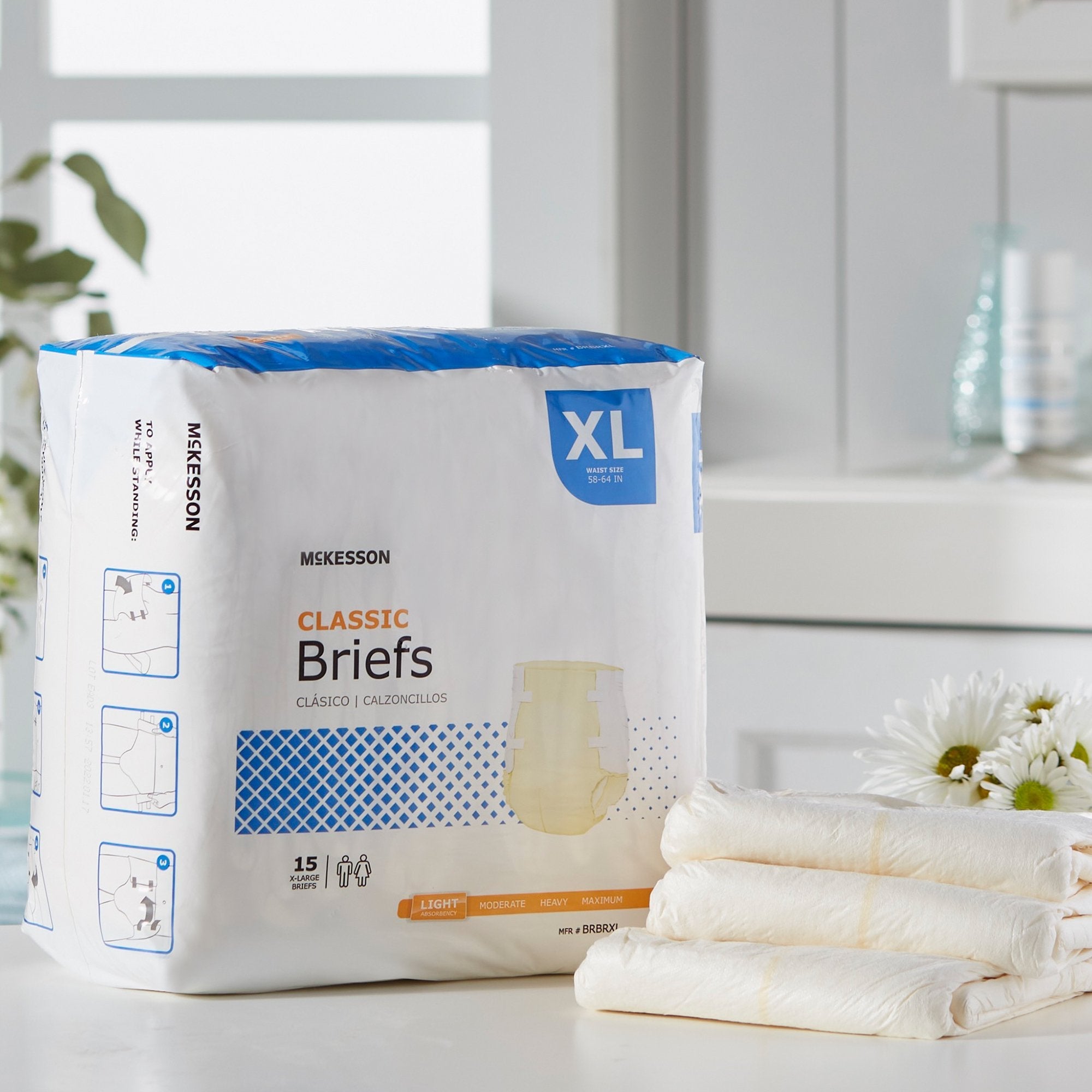 McKesson Classic Light Absorbency Incontinence Brief, Extra Large (15 Units)