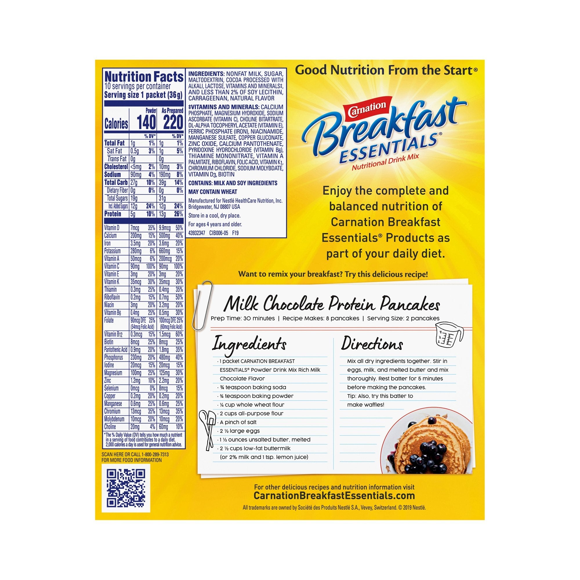 Carnation Breakfast Essentials® Chocolate Nutritional Drink (10 Units)